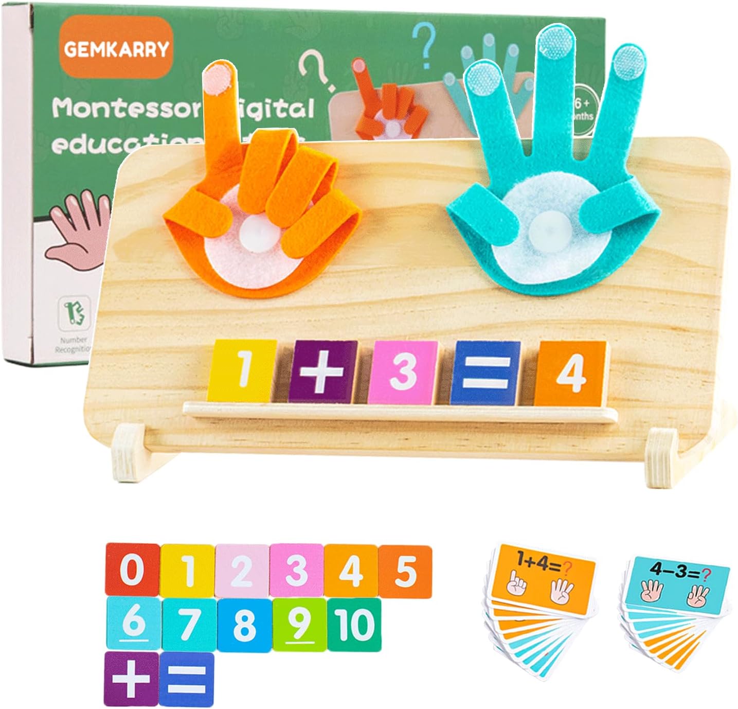 Detalle de GEMKARRY Montessori Number Blocks and Maths Cards for 3–6