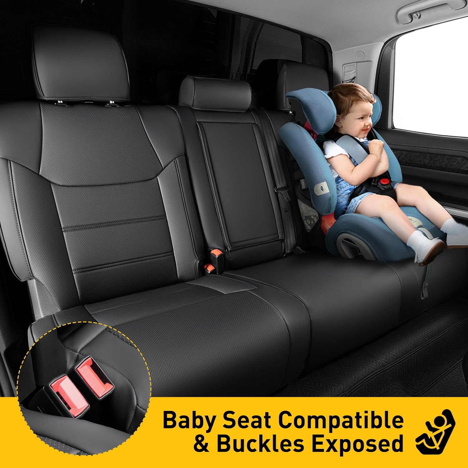 Thumbnail 4 de Super Cover for Toyota Tundra CrewMax 2014-2021 Seat Covers – Full Leather Look with Carbon Fiber