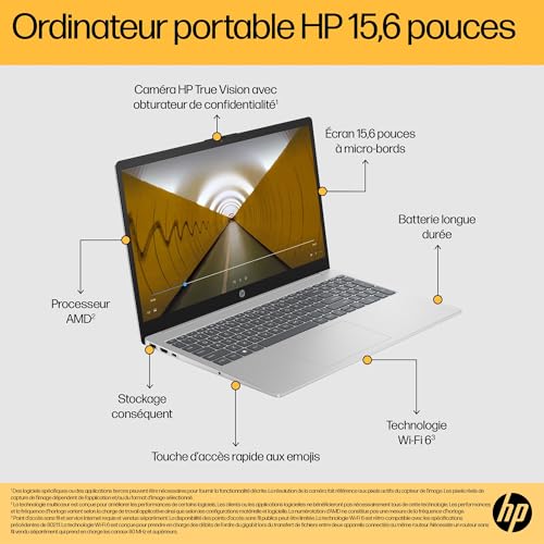 Thumbnail 6 de HP 15-fc0005sf — Portable 15,6" FHD, Ryzen 5 7520U, 8 Go RAM, 512 Go SSD, Windows 11, clavier AZERTY