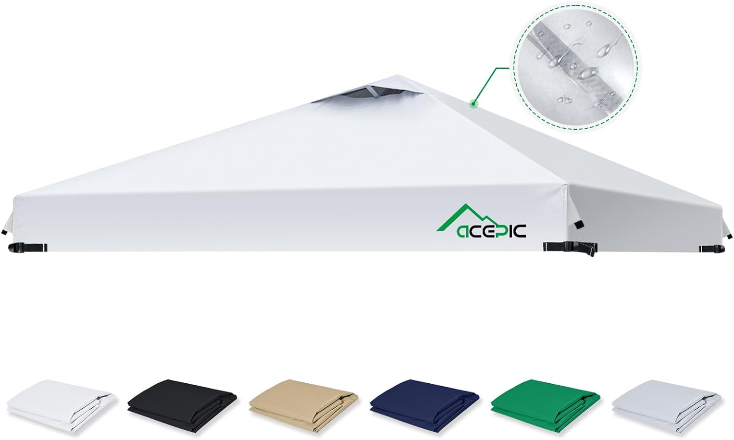 Detalle de Acepic AC-CT-10x10 Canopy Replacement Top, White, Vented and Waterproof