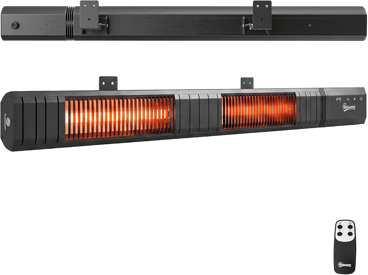 Detalle de Outsunny 842-501V90BK infrarood terrasverwarmer 3000 W, IP65, wandmontage