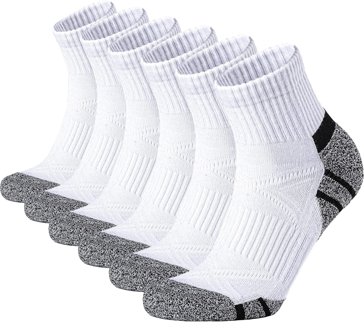 Detalle de Stoeury Quarter Ankle Socks for Men – Cushioned, Anti-Blister, Arch Support (6 Pairs)