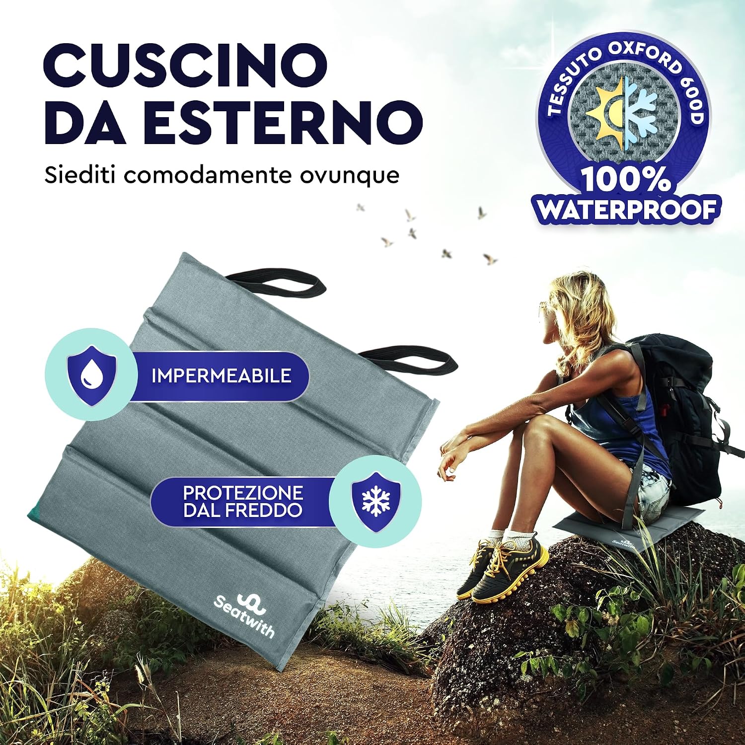 Thumbnail 1 de Seatwith Cuscino da Stadio Pieghevole 35x35 cm: comfort portatile per outdoor