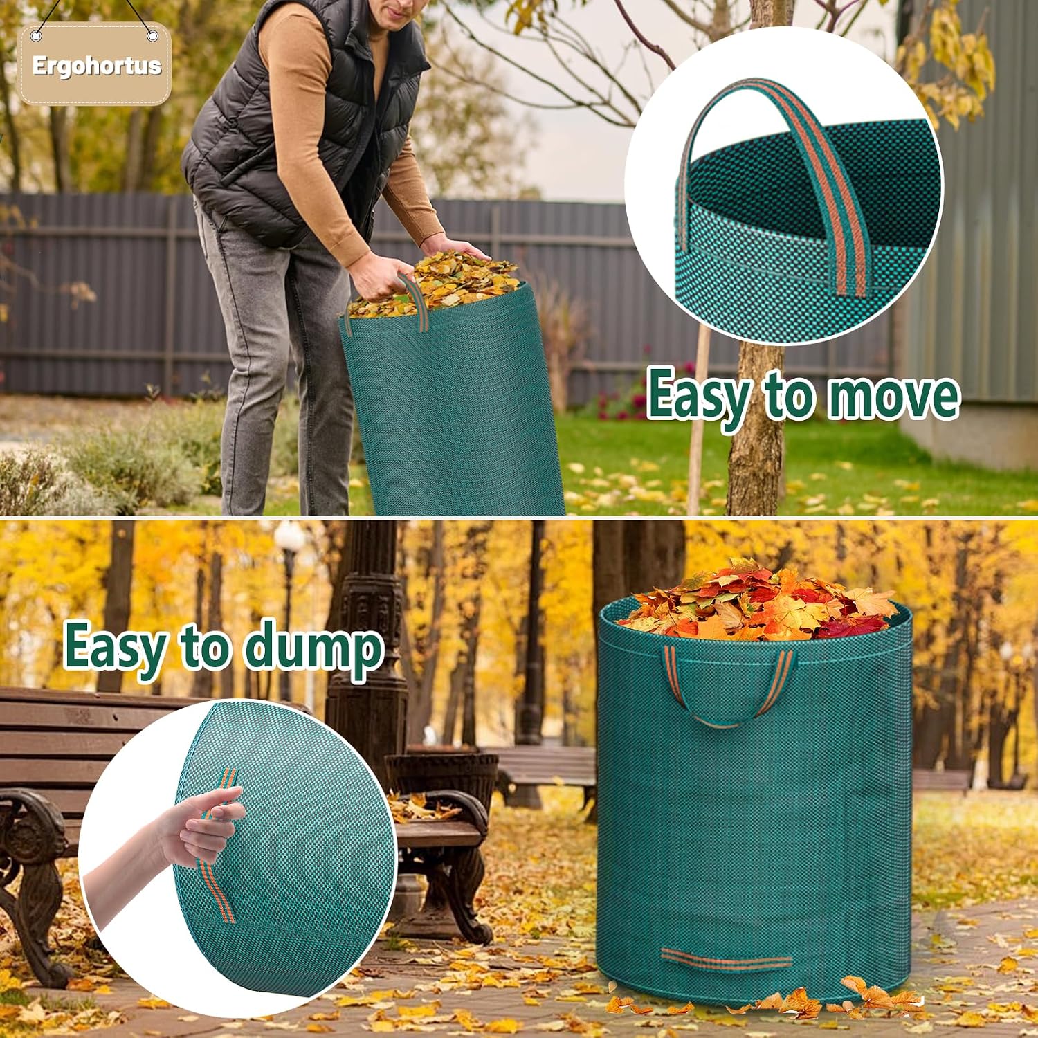 Thumbnail 5 de Ergohortus Heavy Duty Garden Waste Bags — 300L, Reusable with Handles, Waterproof & Foldable