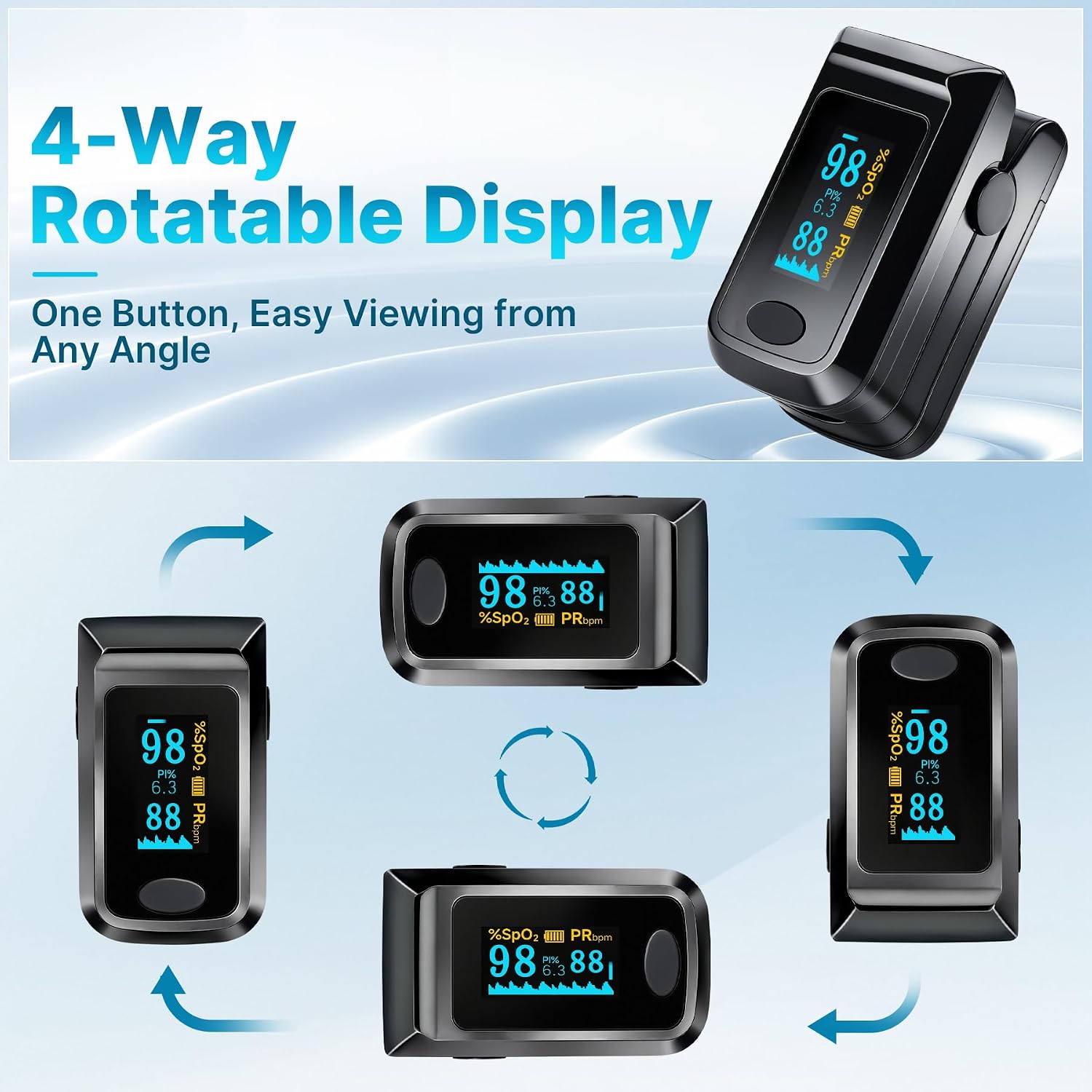 Detalle de Keanor 331 Fingertip Pulse Oximeter with 4-Way OLED Display
