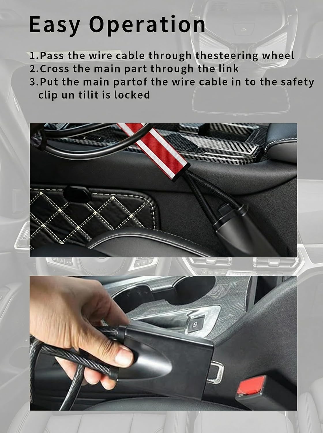 Detalle 1 de Steering wheel lock with reflective stripe