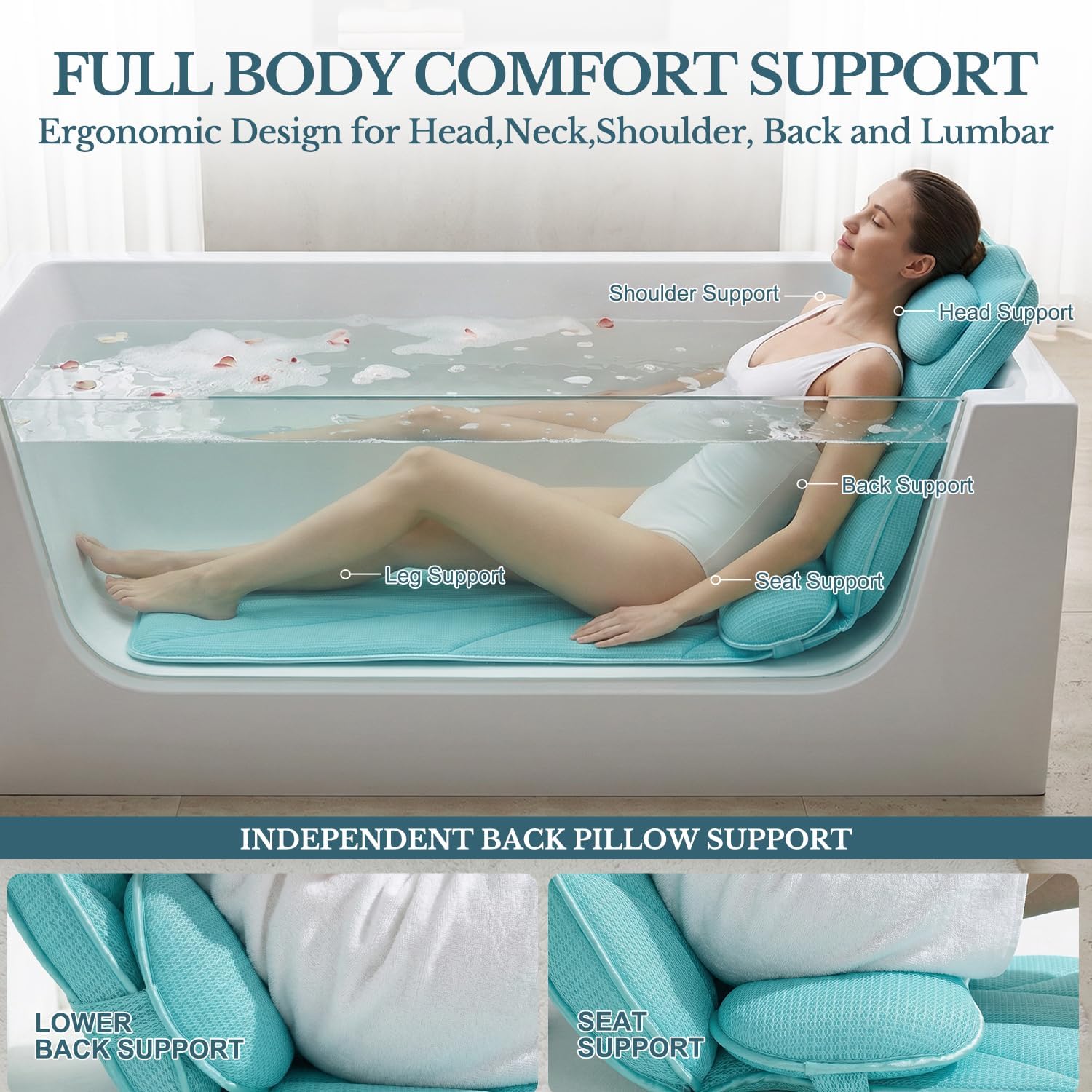 Detalle de Idle Hippo full-body bath pillow, Lake Blue