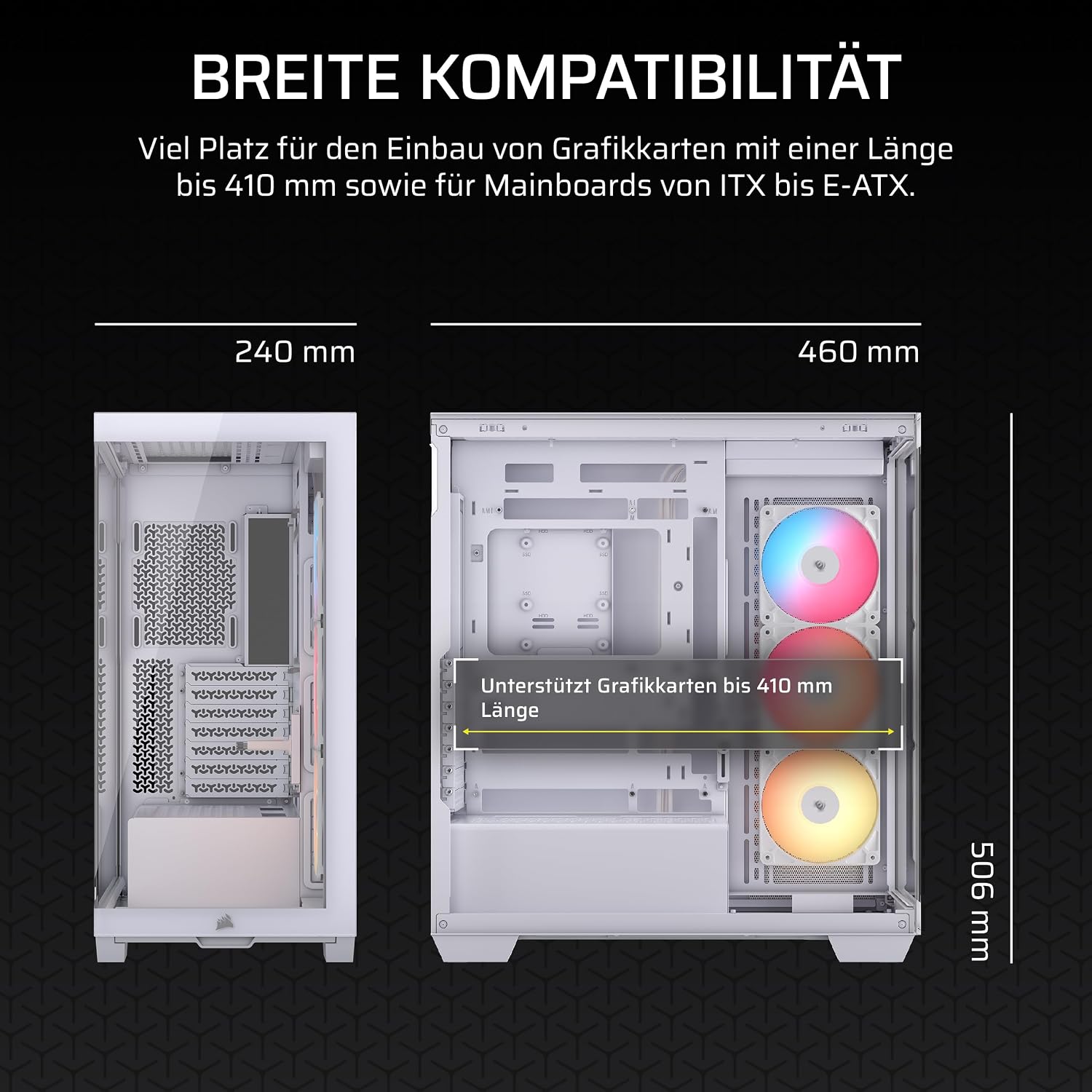 Thumbnail 6 de CORSAIR 3500X RS-R ARGB Panoramaglas Mid-Tower – Weiß, mit 3 RS120-R ARGB-Lüfter