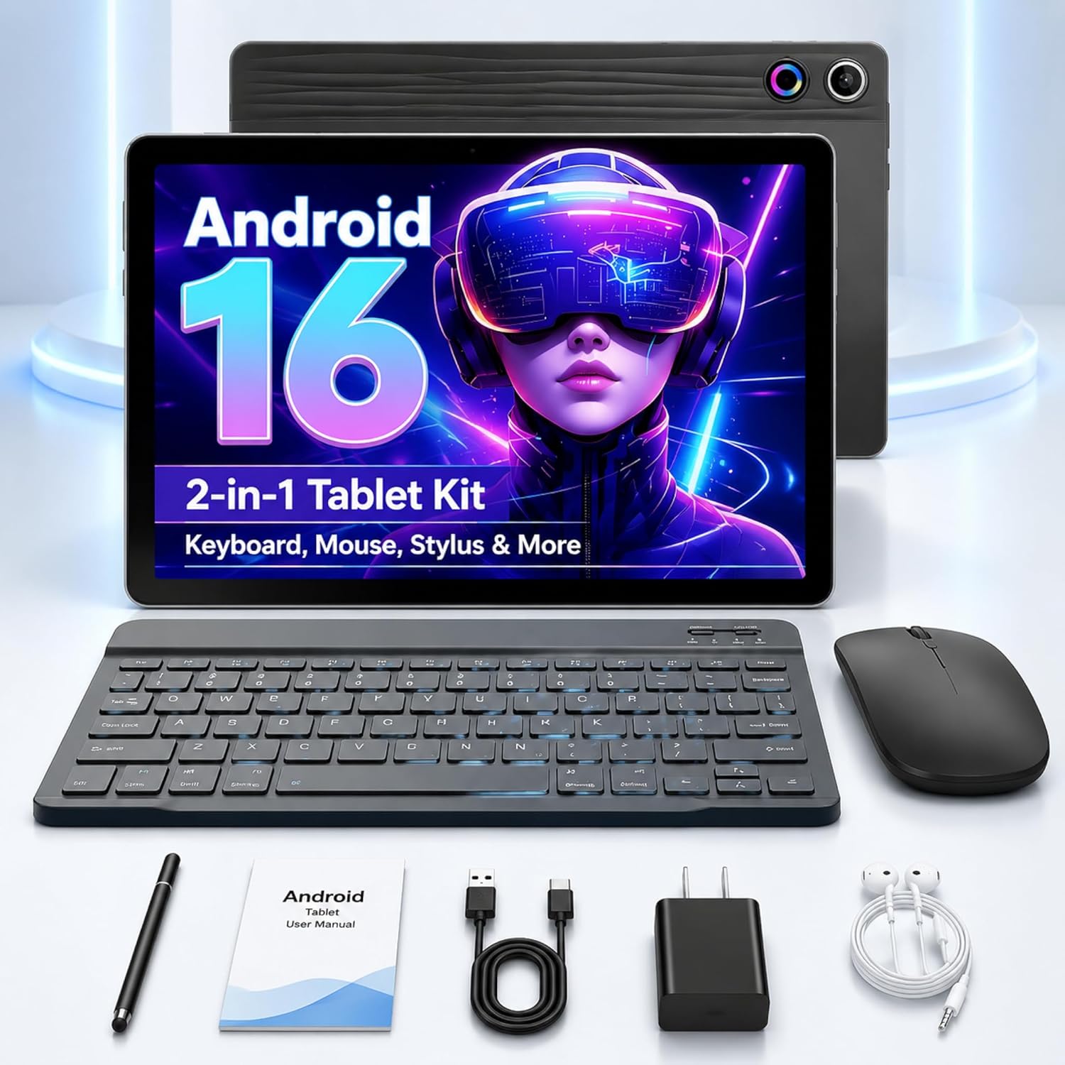 Detalle de Jeazans Latest 2026 Upgraded Android 16 10.1-Inch Tablet (IPS HD, Dual Camera, 64GB + up to 1TB Expansion)