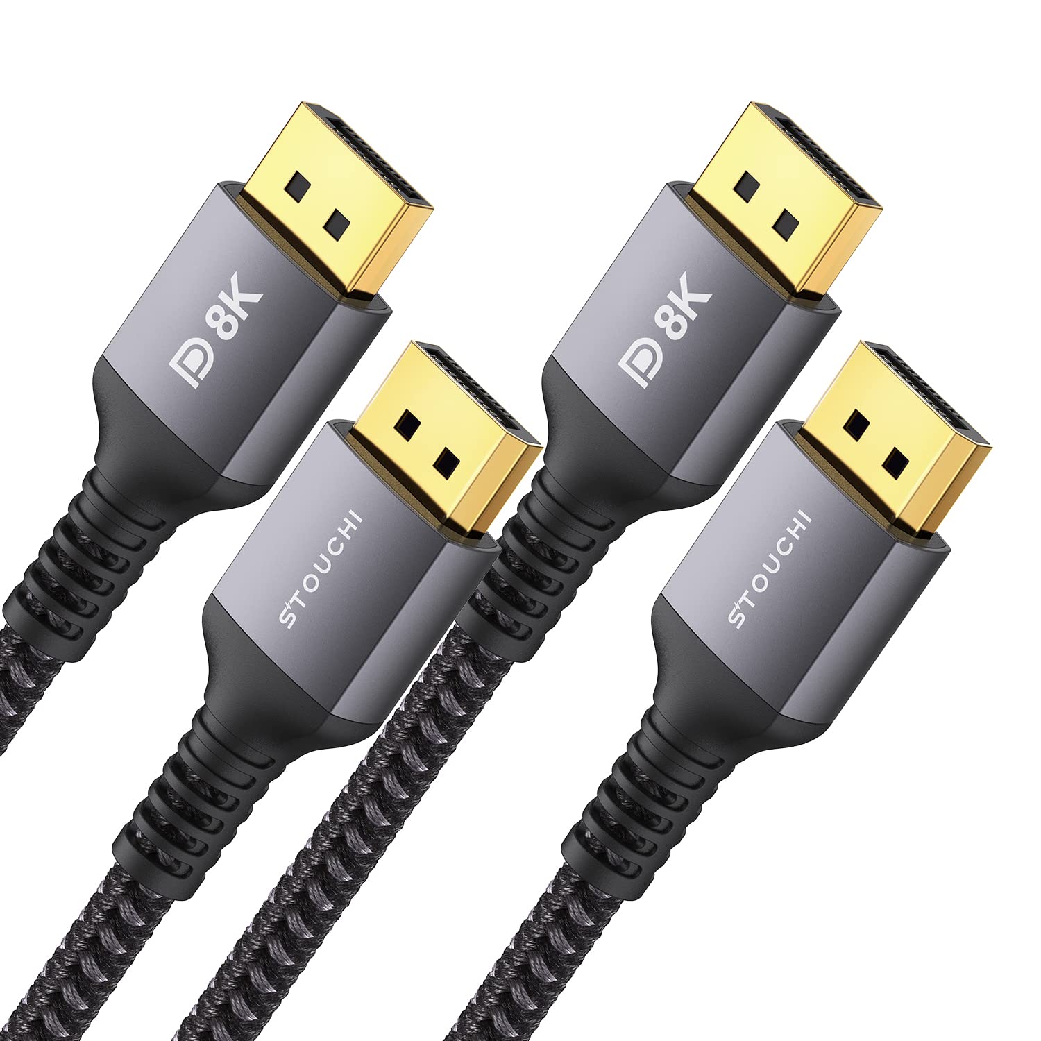Detalle de Stouchi DisplayPort Kabel 1.4 2er Pack – 2 m, 240 Hz, 8K@60Hz, DSC HDR10, G-Sync/FreeSync