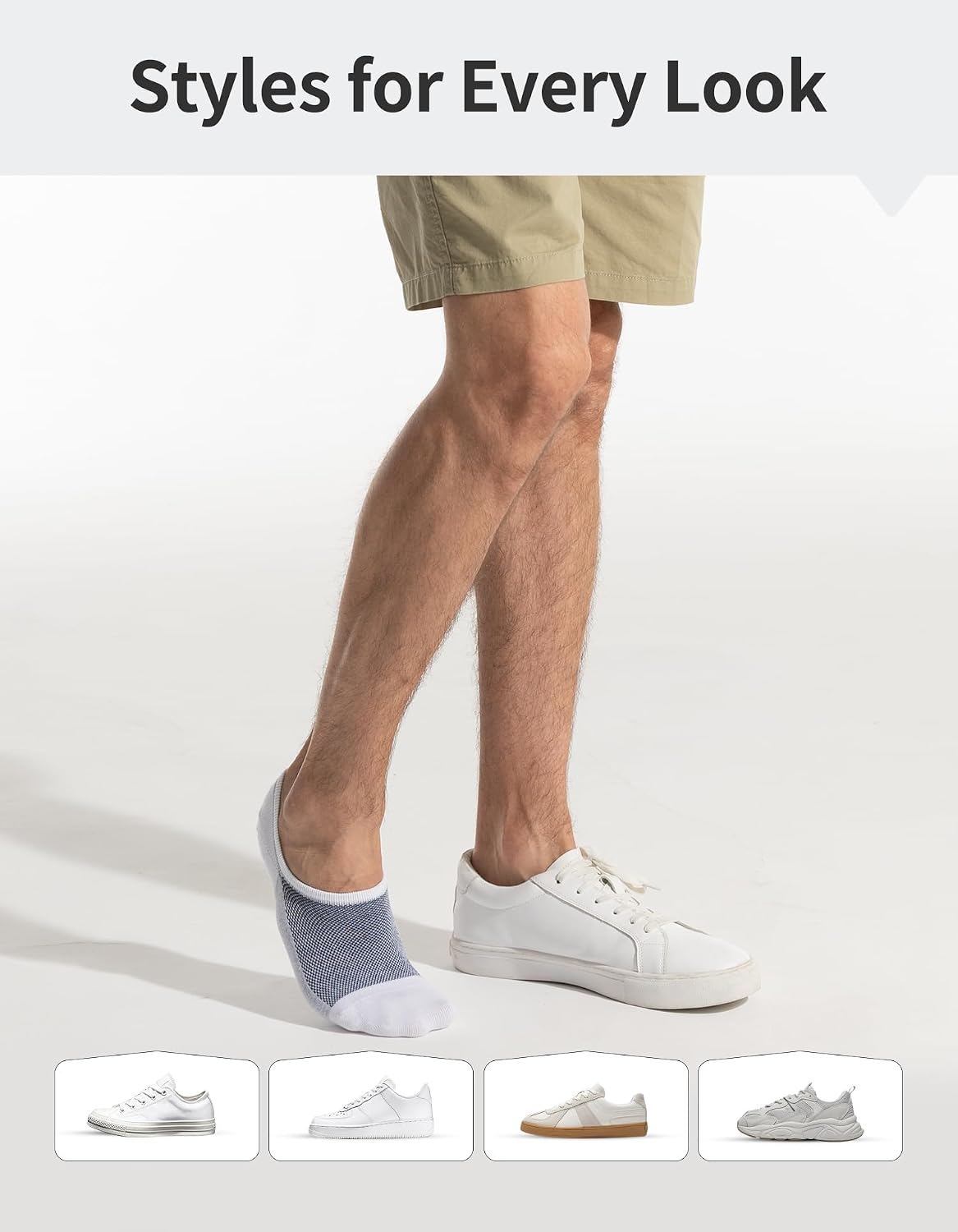 Detalle de CLOSEMATE 8 Pairs No Show Socks for Men – Invisible, Breathable Trainer Socks