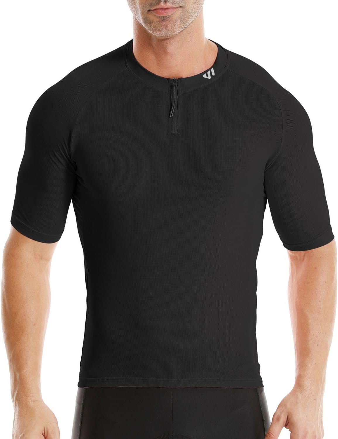 Detalle de Wulibike Rennrad Trikot Herren Kurzarm mit 3+1 Rückentaschen – Reißverschluss-Tasche und reflektierende Details