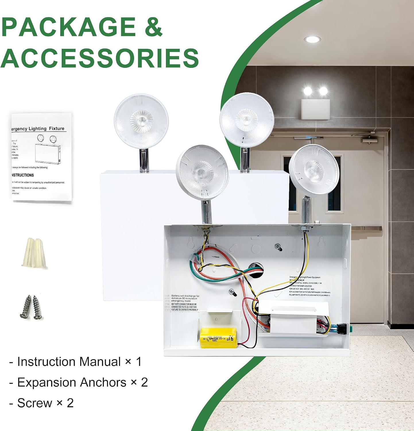 Detalle 1 de Qllite & Design SEMLW Steel Emergency Light, 120–347V, Adjustable Dual LED Heads