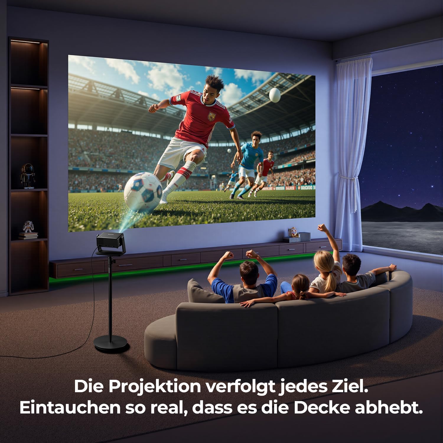 Thumbnail 6 de Beamer mit Netflix-Kompatibilität, 28000 Lumen – Mini 4K Beamer mit WLAN 6, Bluetooth, 4D Keystone und elektrischem Fokus