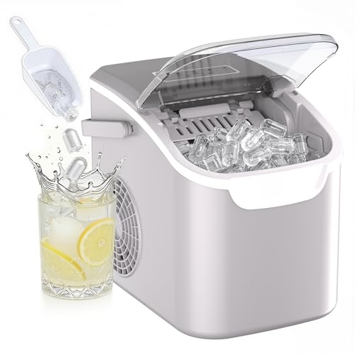 Detalle de Kismile Portable Ice Maker Machine — 8 Cubes in 6 Minutes, 26lbs/24H, Grey
