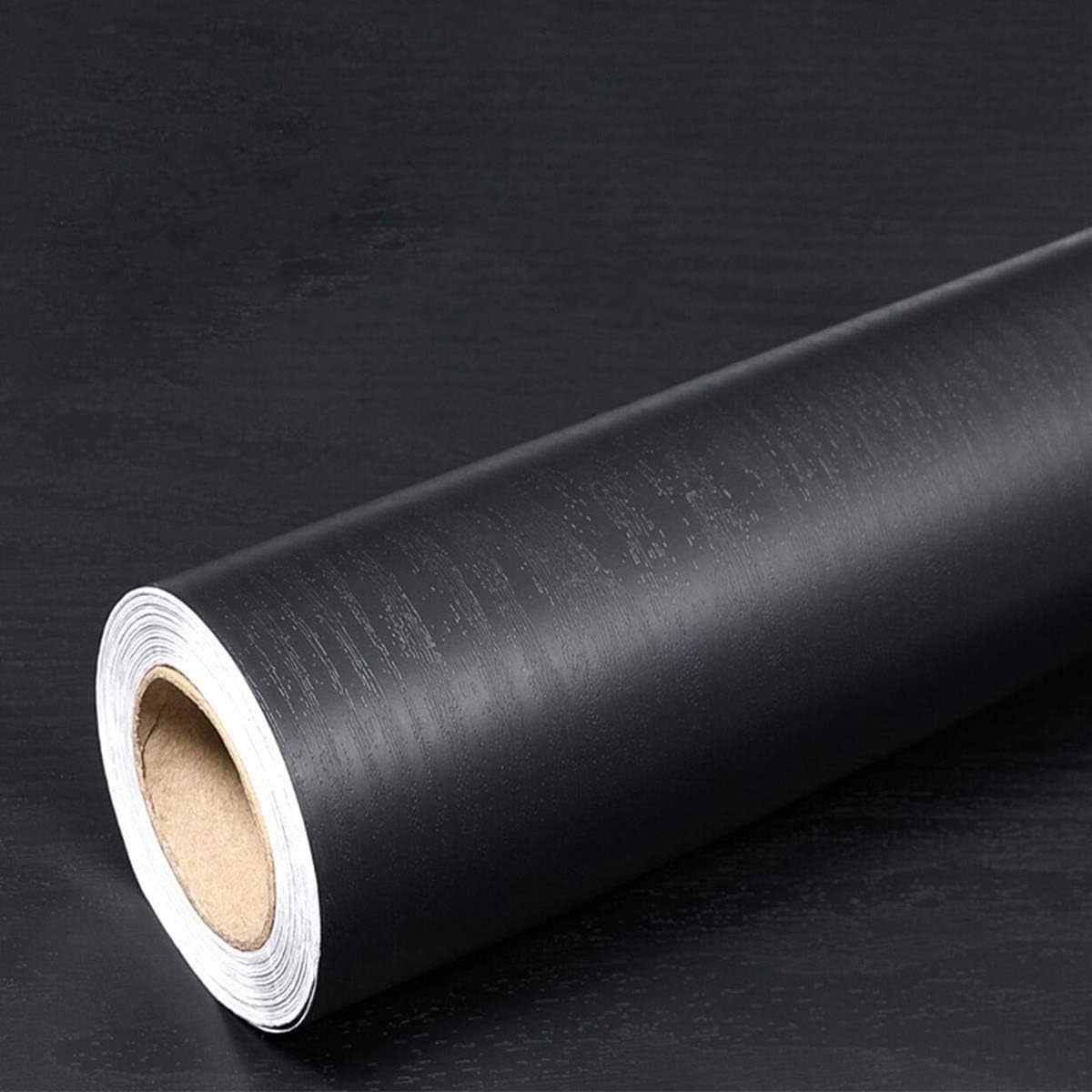 Detalle de Boeoanay Black Wood Peel-and-Stick Wallpaper, Waterproof PVC Film