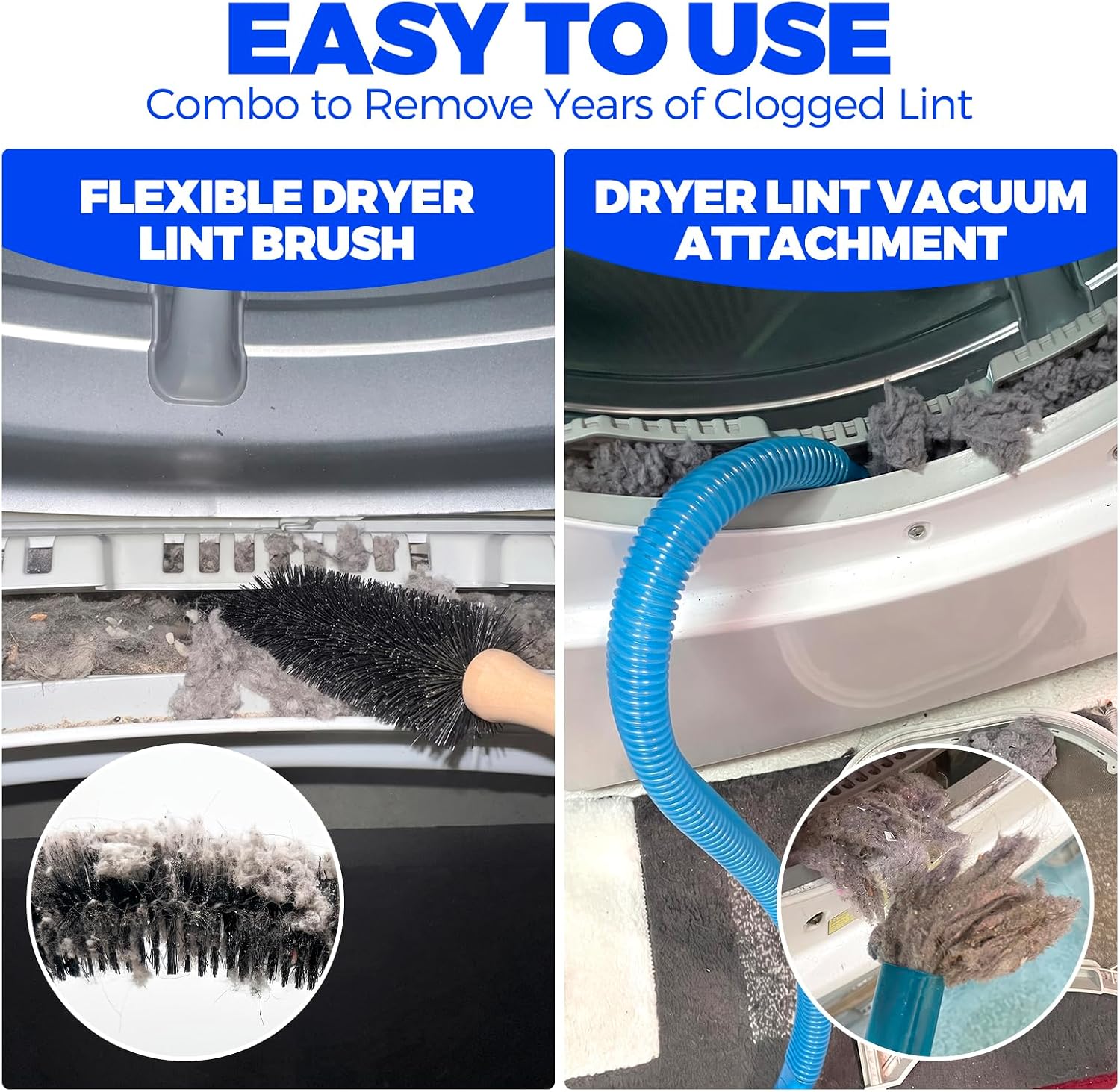 Detalle de Holikme Dryer Vent Cleaner Kit 2Pack with Lint Vacuum Attachment & Brush