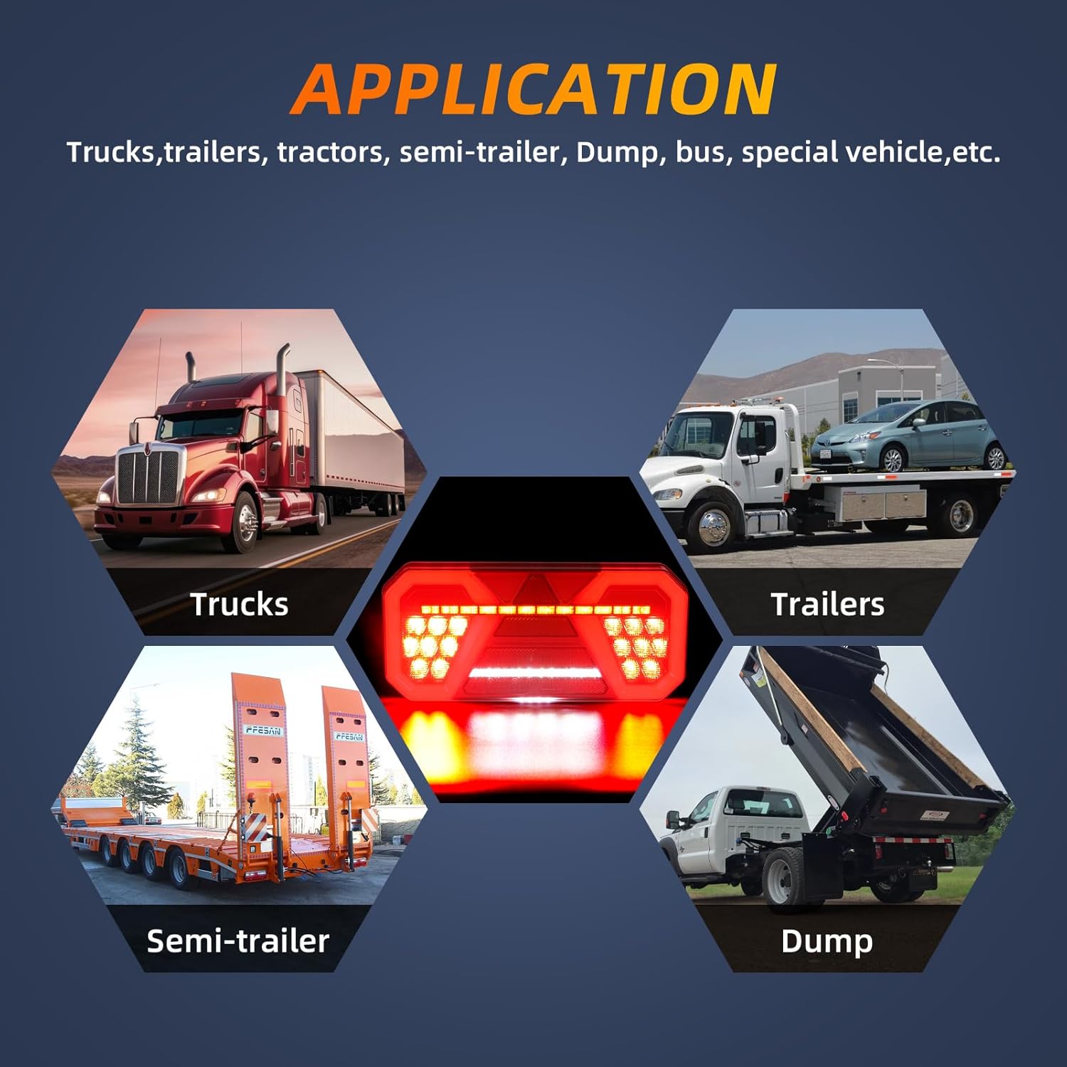 Thumbnail 6 de Yuanjoy 2‑pcs LED trailer rear light set (12V/24V) – IP67 waterproof with indicators, reverse and rear fog