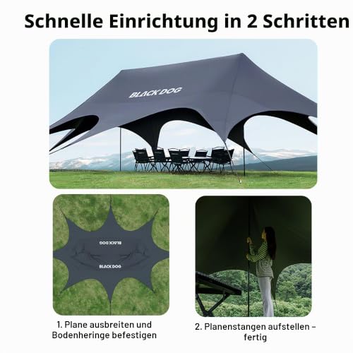 Thumbnail 3 de Windhike Blackdog Camping Zeltplane 26/60 m² Schattenfläche – robustes Tarp mit UV-Schutz