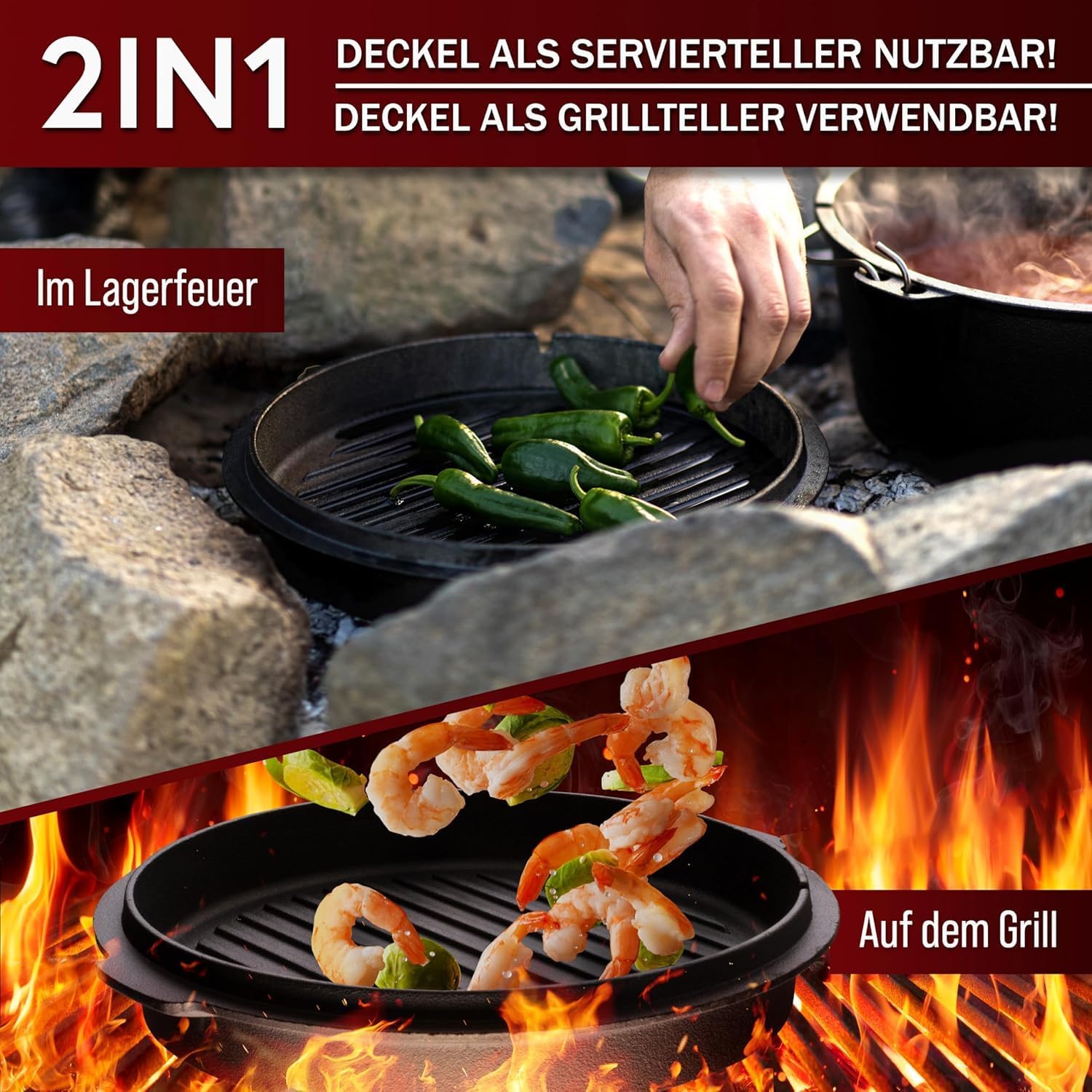 Thumbnail 6 de GUSSKÖNIG Essential Line Dutch Oven Set 7,5 L – sofort einsatzbereit inkl. Zubehör (3–6 Personen)