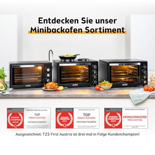 Thumbnail 7 de TZS First Austria Minibackofen 45L 2000W – Pizzaofen mit Drehspieß, 230°C, Umluft, X-Coating & umfangreichem Zubehör