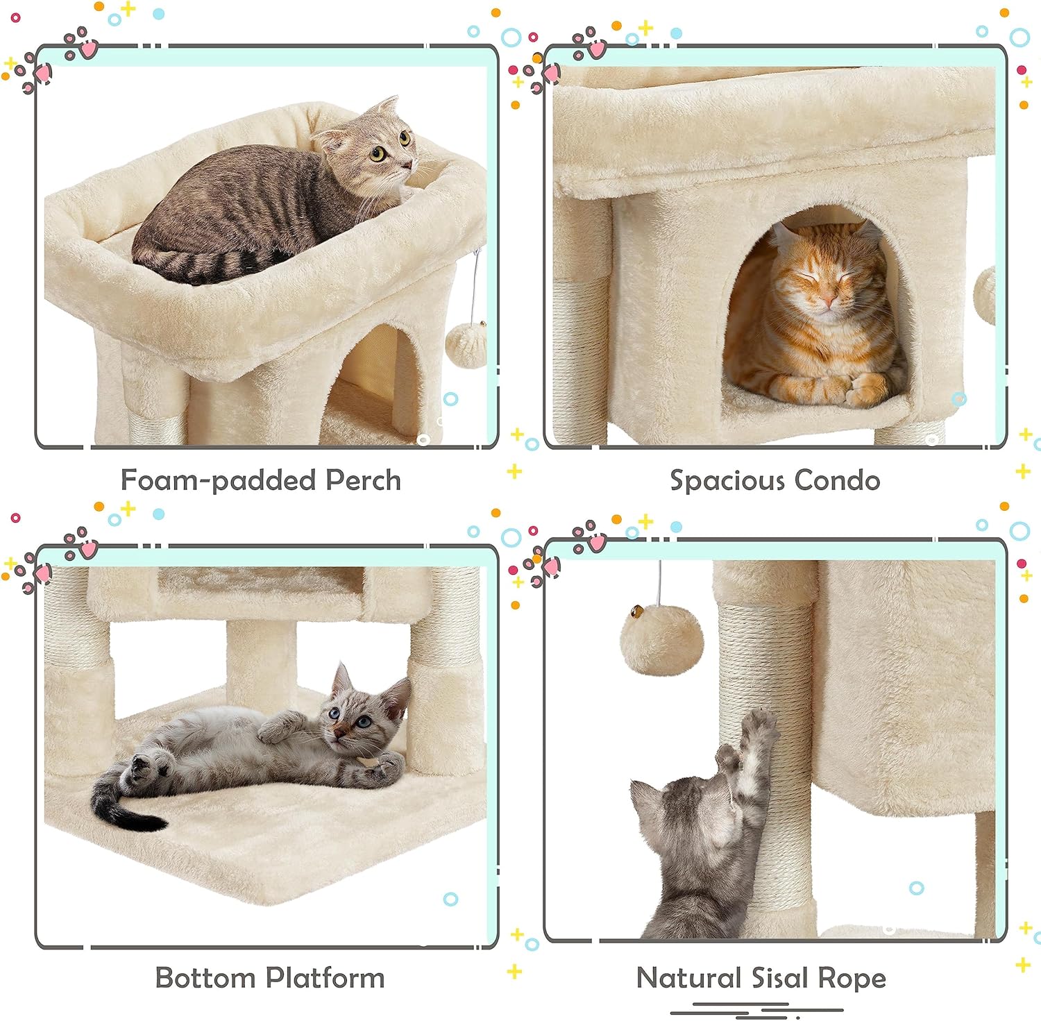 Thumbnail 3 de Yaheetech Cat Tree Tower 52 cm Top