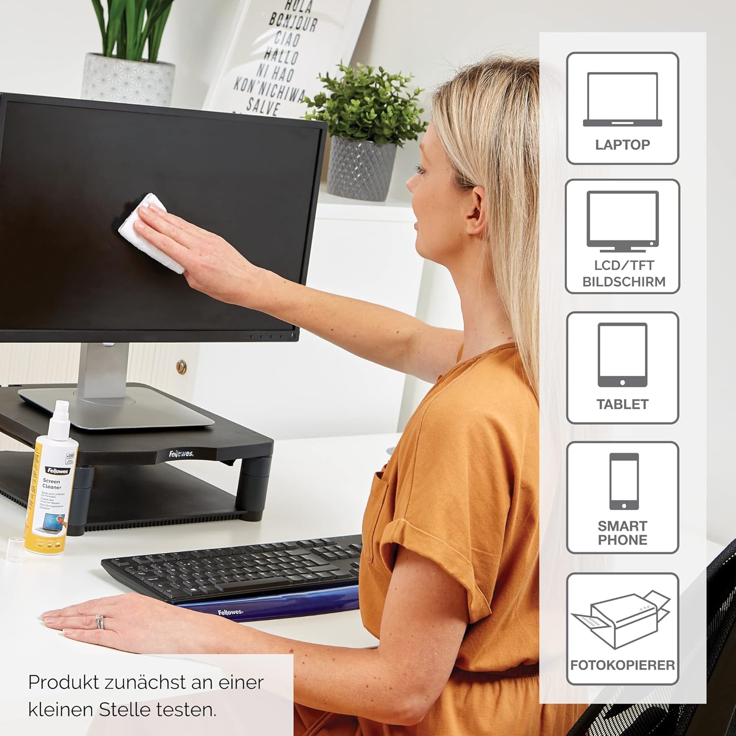Detalle 1 de Fellowes Lot de 6 Spray Nettoyant pour Écrans – Écrans d’ordinateur, PC portables et appareils mobiles (250 ml)