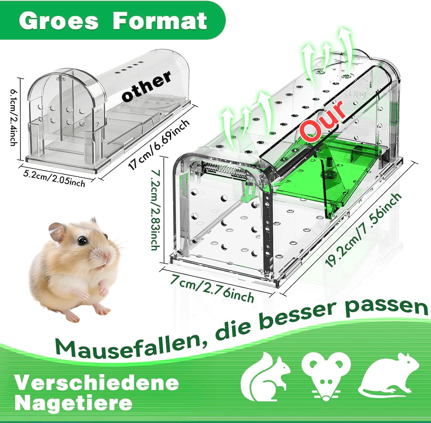 Thumbnail 1 de Elezenioc Lebendfalle für Mäuse – tierfreundliche Mäusefalle im 2er-Set mit Luftlöchern