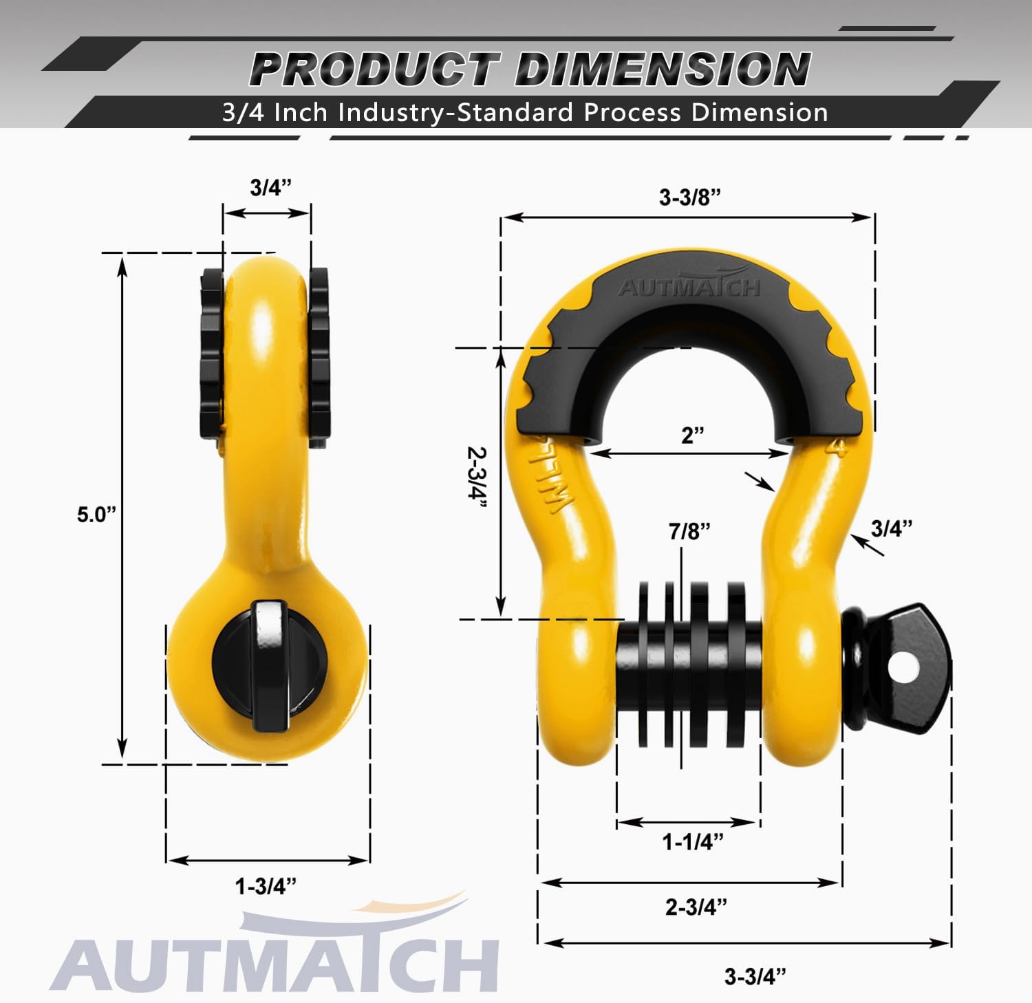 Detalle de AUTMATCH D Ring Shackle 3/4" 10471 lb capacity