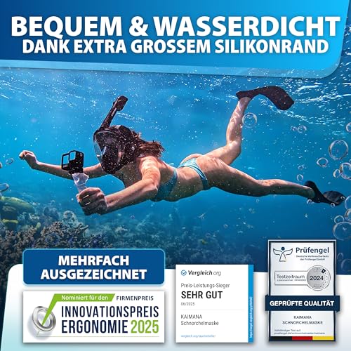 Detalle de KAIMANA Schnorchelmaske Vollgesichtsmaske für Erwachsene & Kinder – CO2-sicher & flexibel einsetzbar