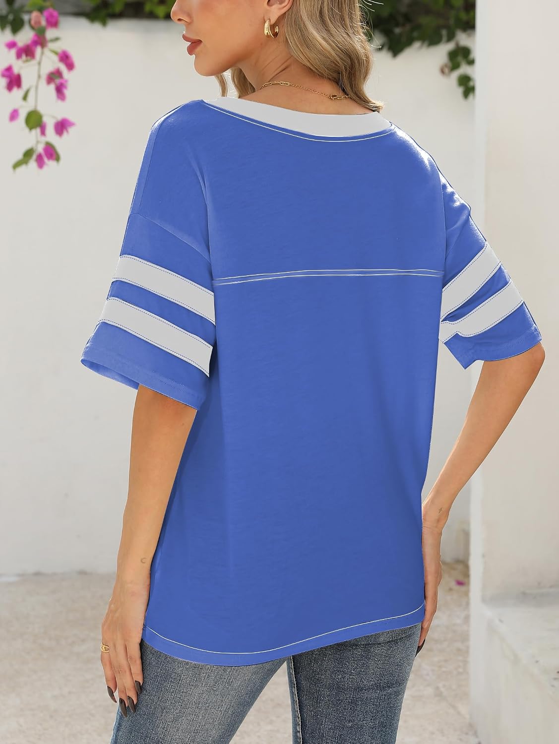 Detalle de Famulily Women’s Casual V Neck Short Sleeve T-Shirts – Ladies Summer Baseball Tops