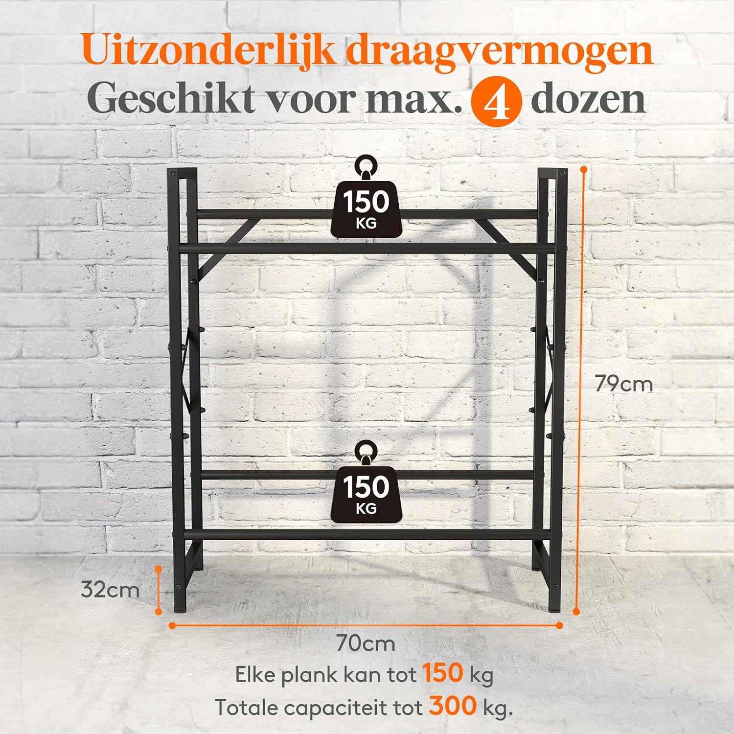 Detalle de Lifewit Drankenrek voor 4 kratten, zwart metalen rek met 4 niveaus