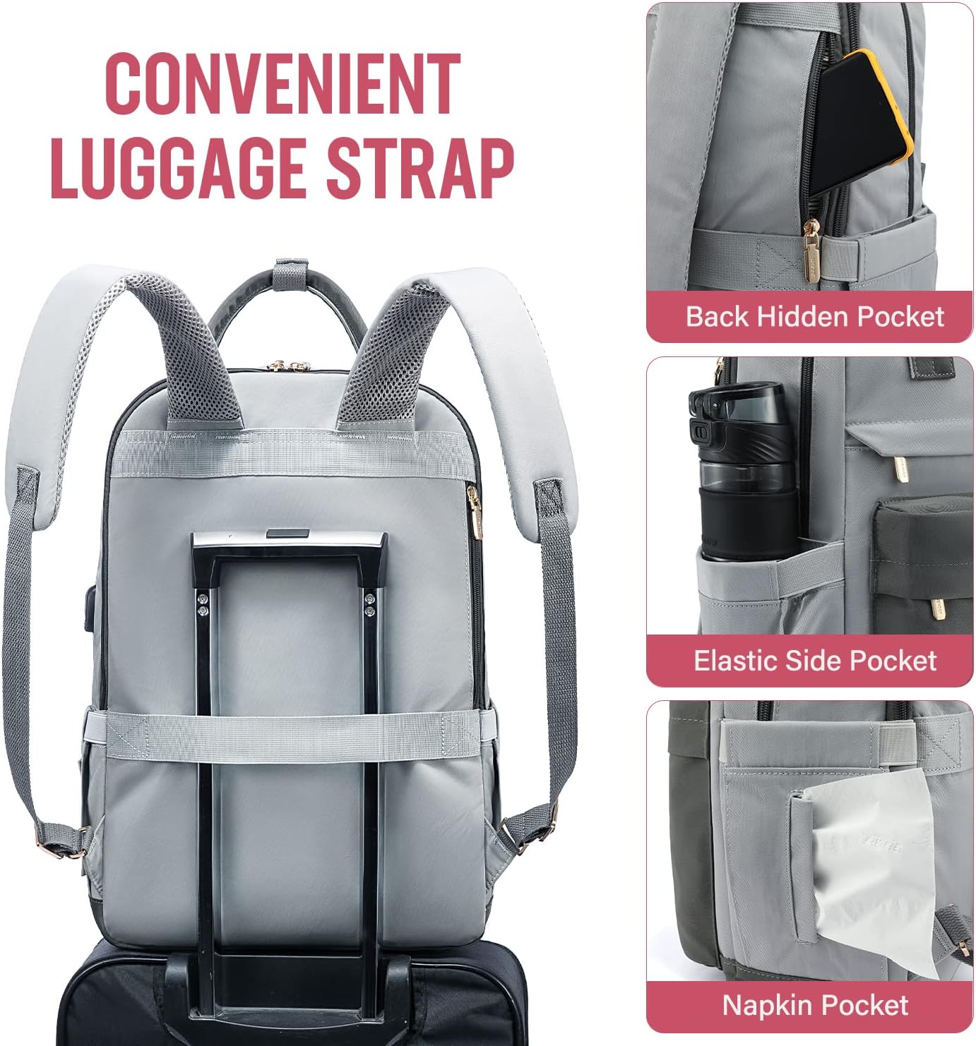 Detalle 2 de LOVEVOOK Sac a Dos Femme 17"