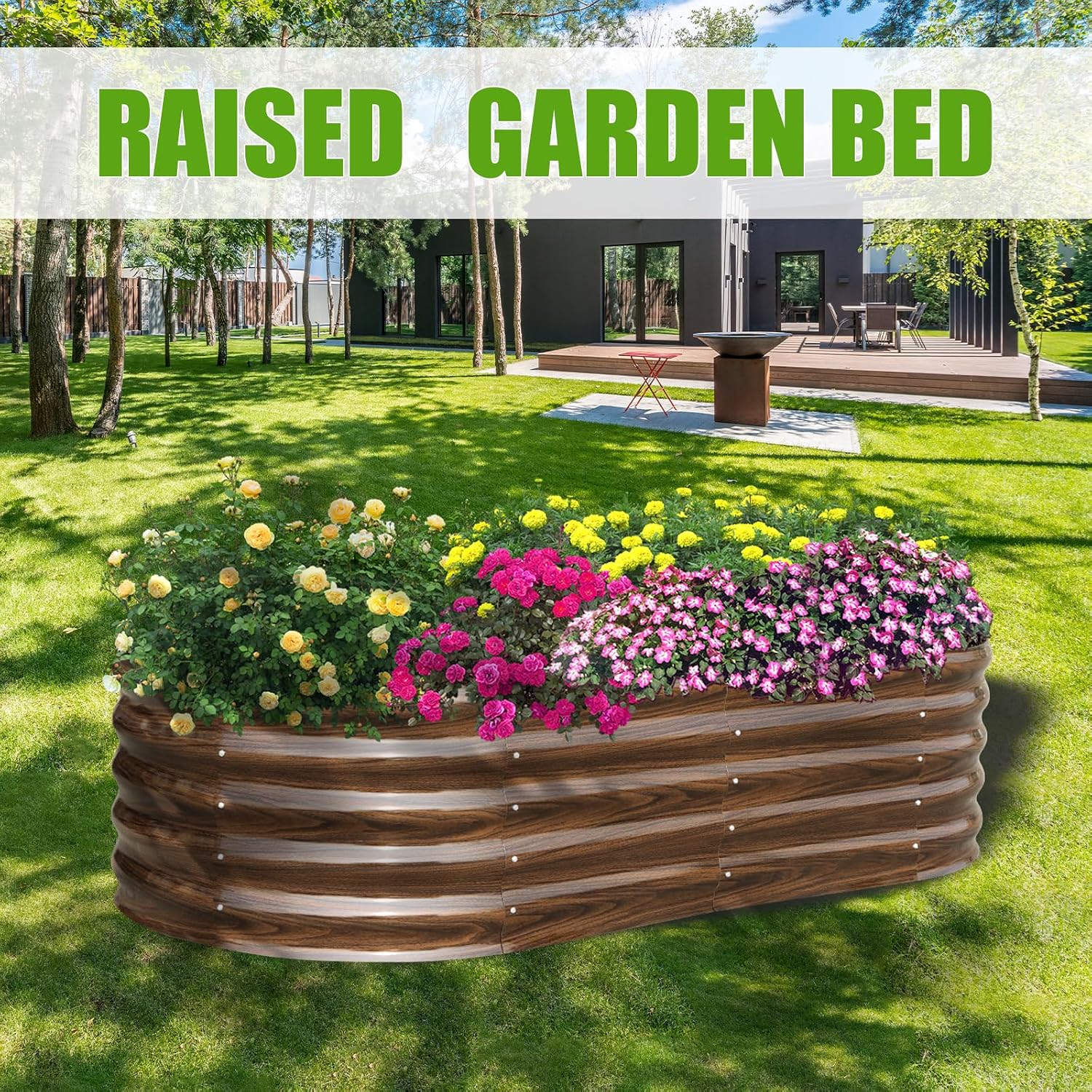 Detalle 1 de SnugNiture 8x4x1.5 ft Galvanized Oval Raised Garden Bed