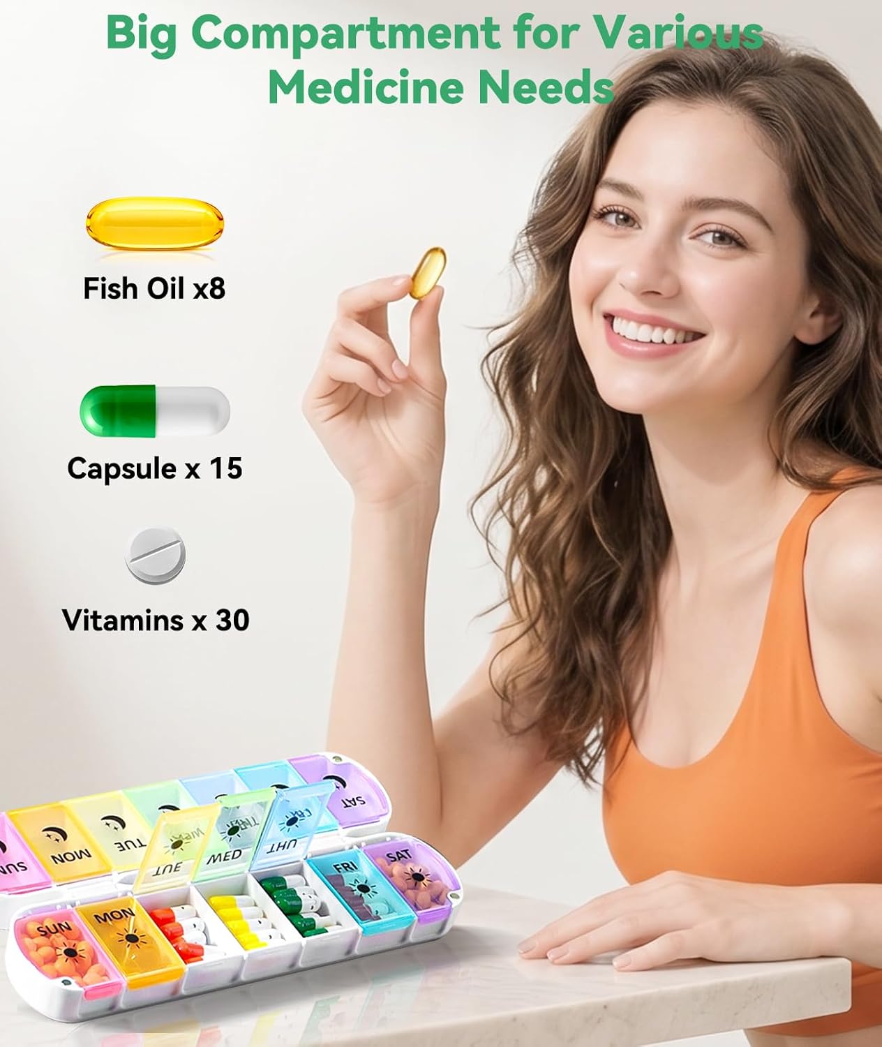 Thumbnail 6 de Cotatoc EK-313 Foldable Weekly Pill Organizer, Magnetic AM/PM Box