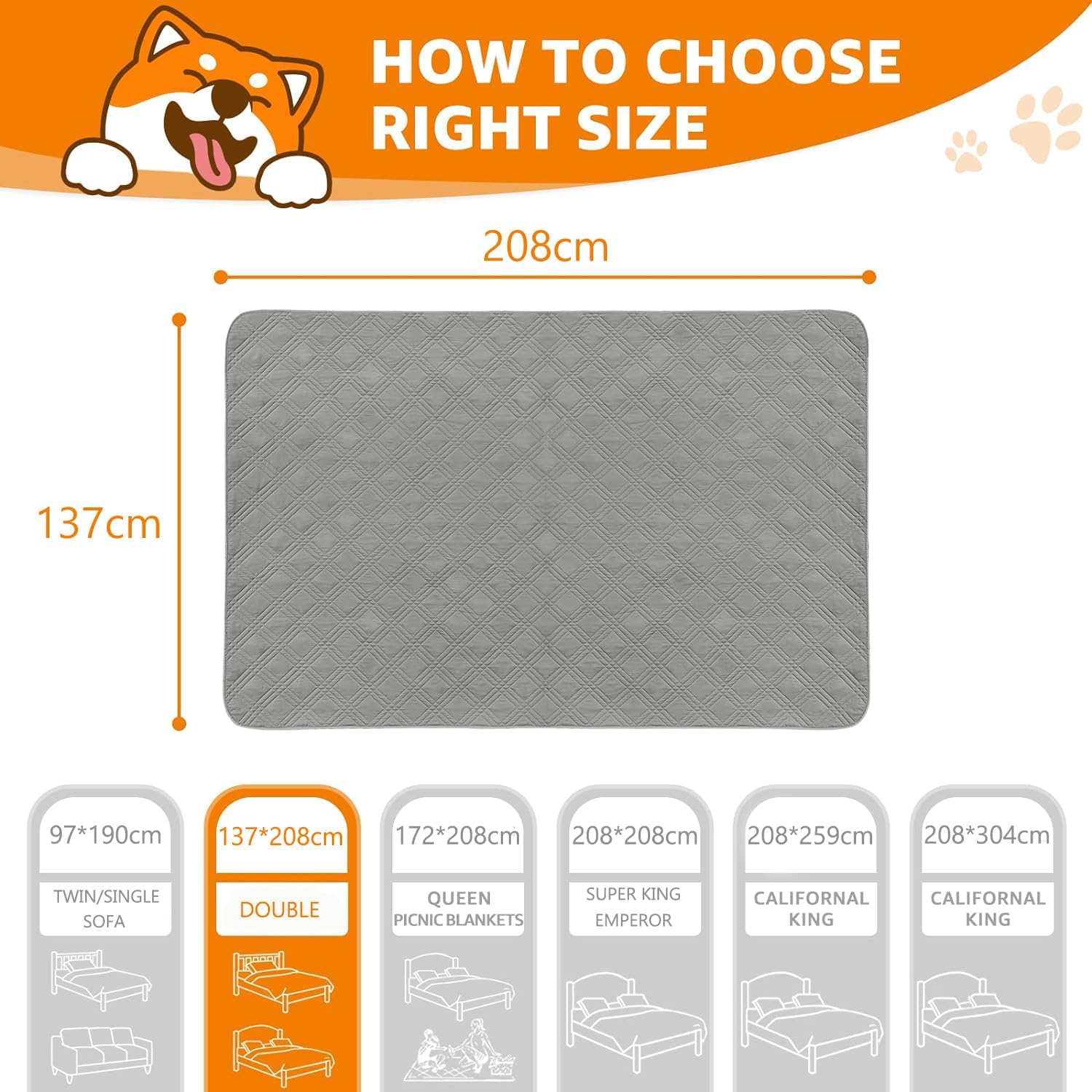 Thumbnail 5 de Waterproof Dog Bed Cover for Couch Protection 137x208cm Grey ๐