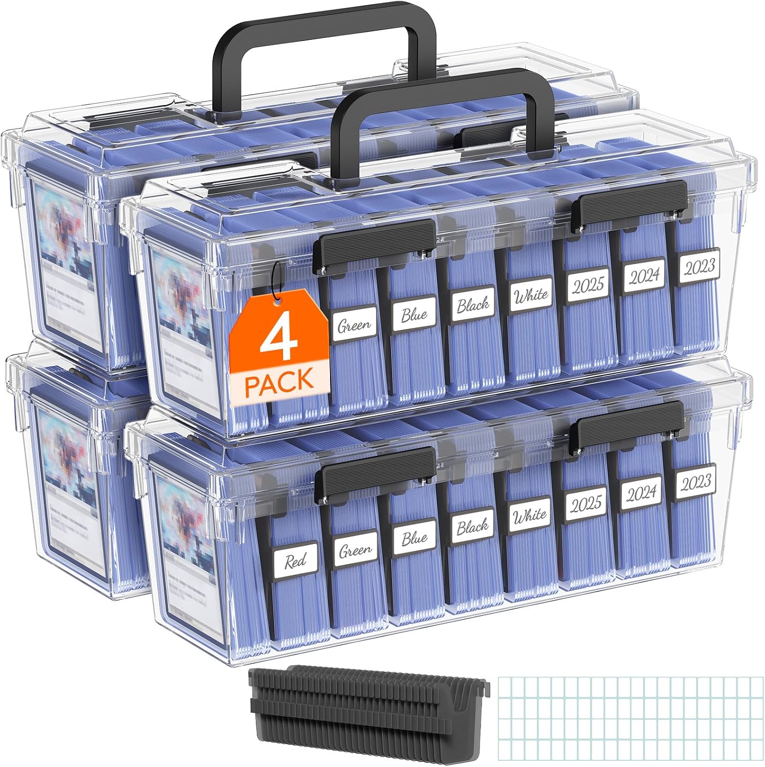 Detalle de Lifewit 25041 Trading Card Storage Boxes, 4-Pack for Toploaders