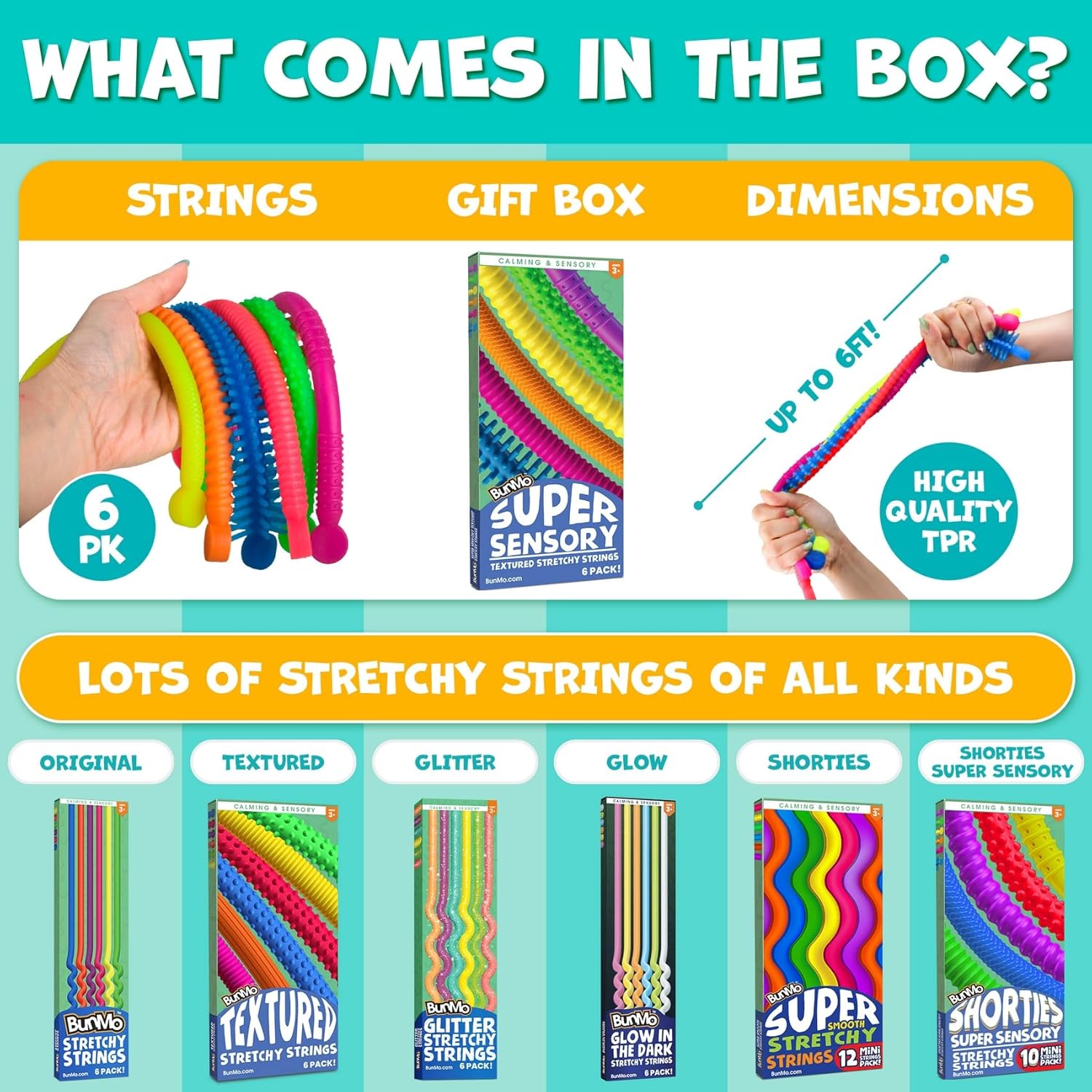 Thumbnail 5 de BUNMO Stretchy Sensory Strings 6-pack