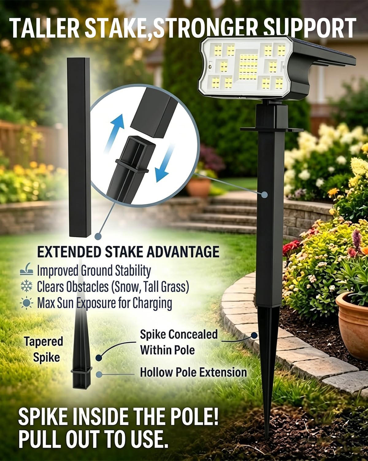 Thumbnail 1 de HGGH Solar Outdoor Spotlights, 60 LED, IP67, Warm White, 4-Pack