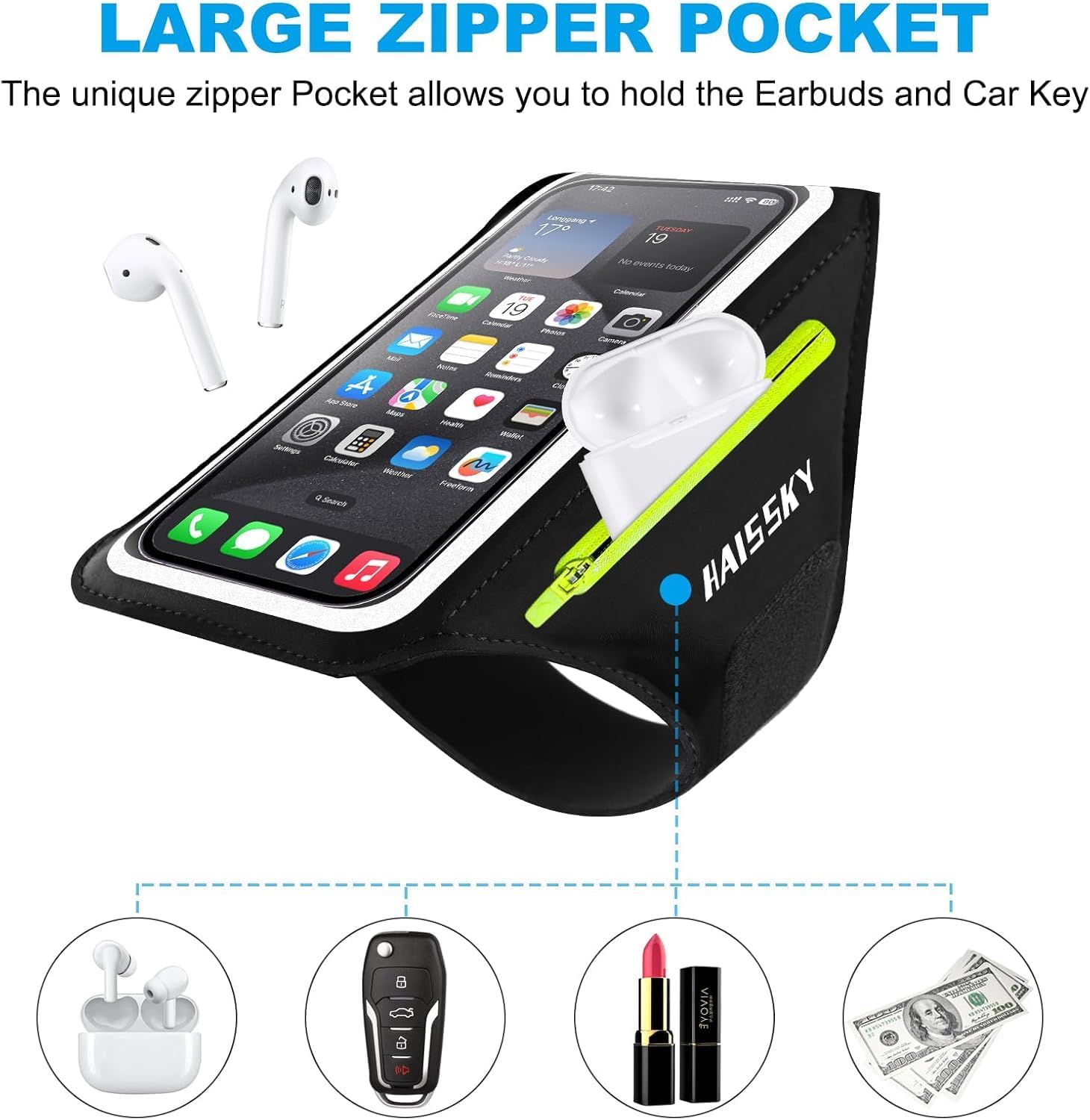 Thumbnail 1 de Running Armband Phone Holder with Airpods Pocket