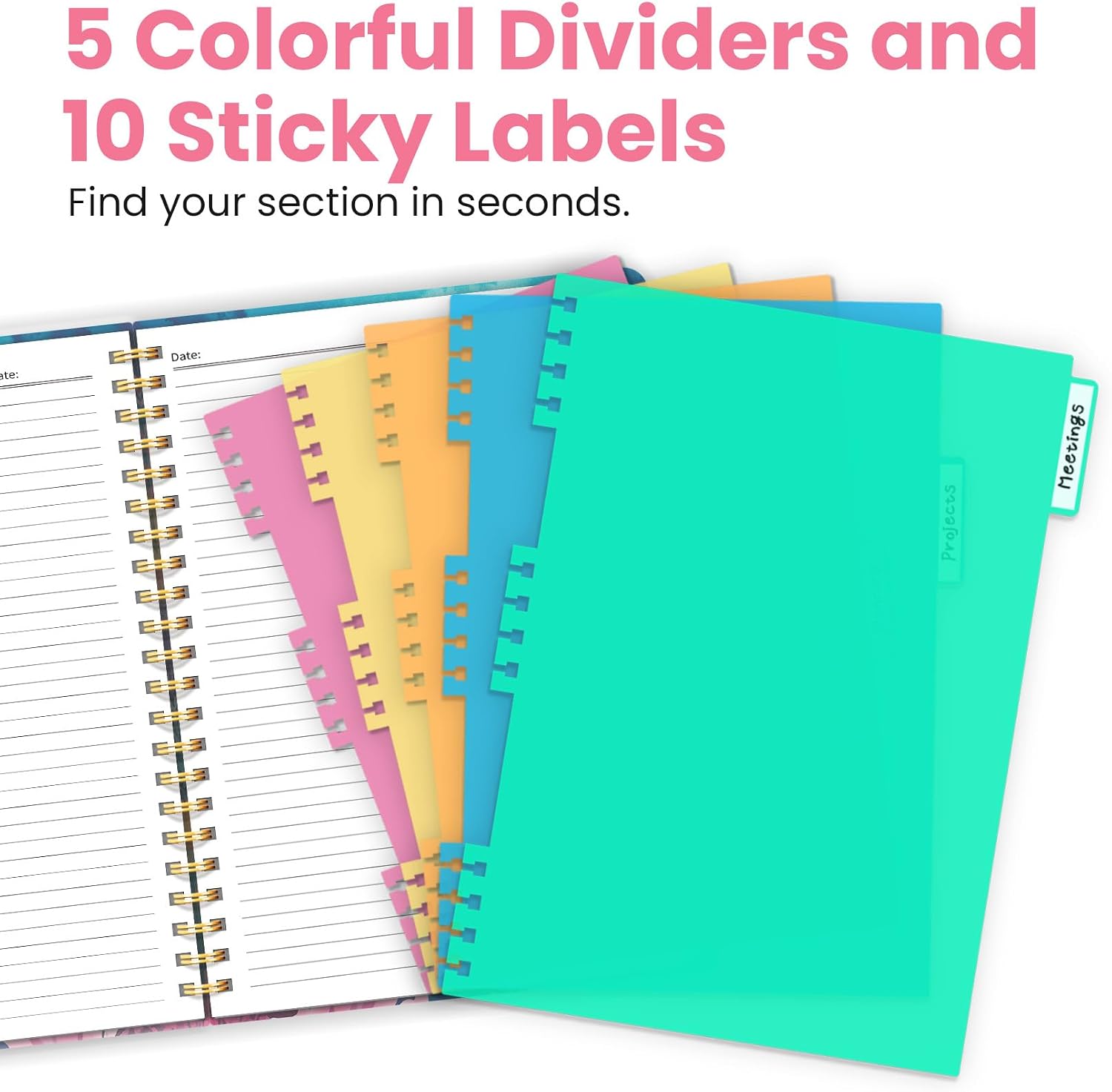 Detalle de ZOTIA 5-Subject Spiral Notebook, 8.5 x 11, 280 Pages, Coral Garden