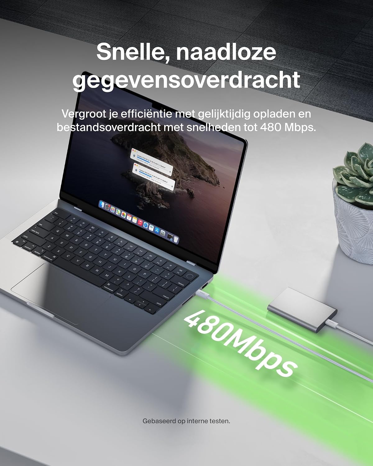 Thumbnail 6 de Belkin BBD009hq05WH2PK gevlochten USB-C-kabels, 2-pack, 1,5 m, 240 W