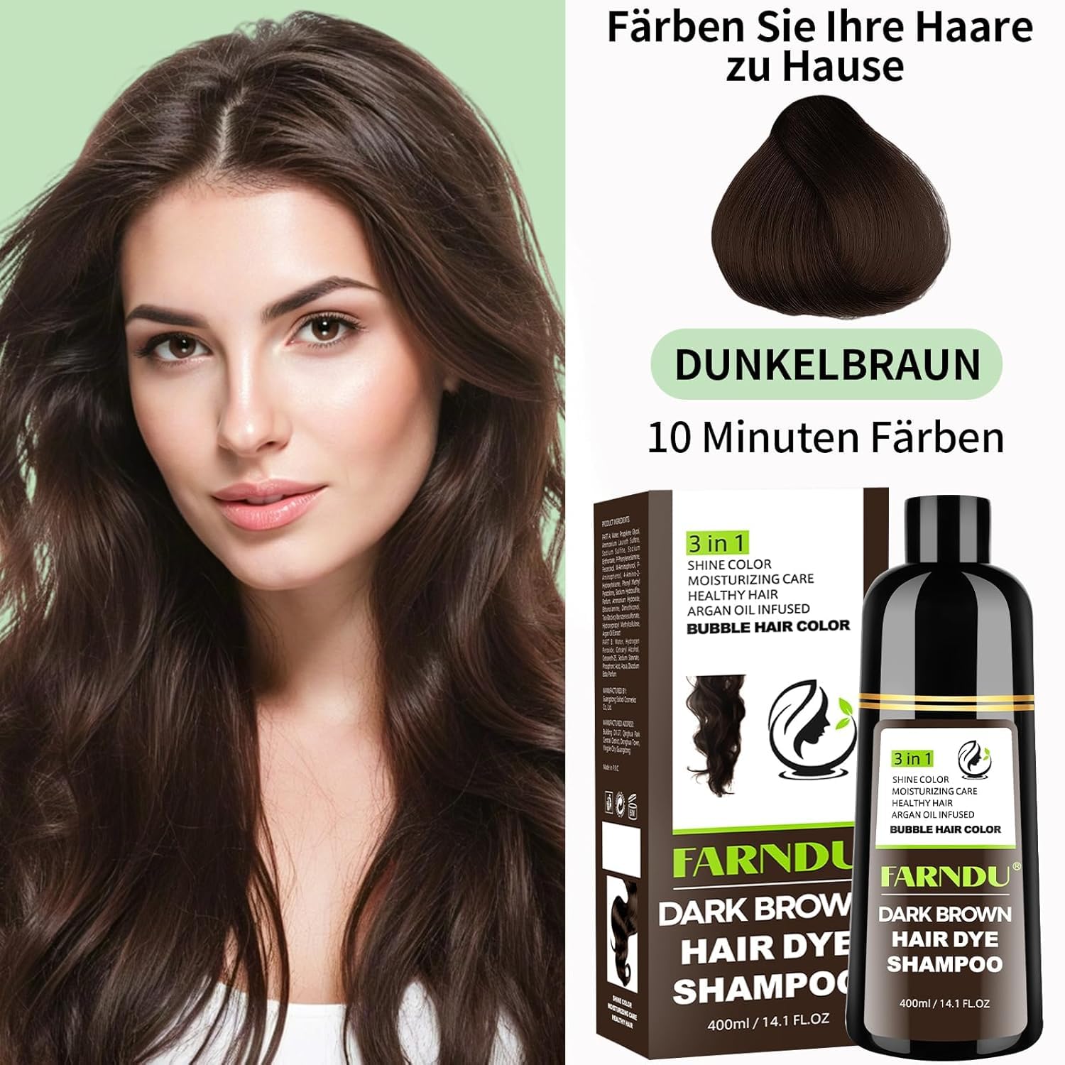 Thumbnail 1 de Haarfarbe Dunkelbraun Haarfärbeshampoo (3-in-1) – deckt graue Haare ab, ohne Ammoniak & Parabene