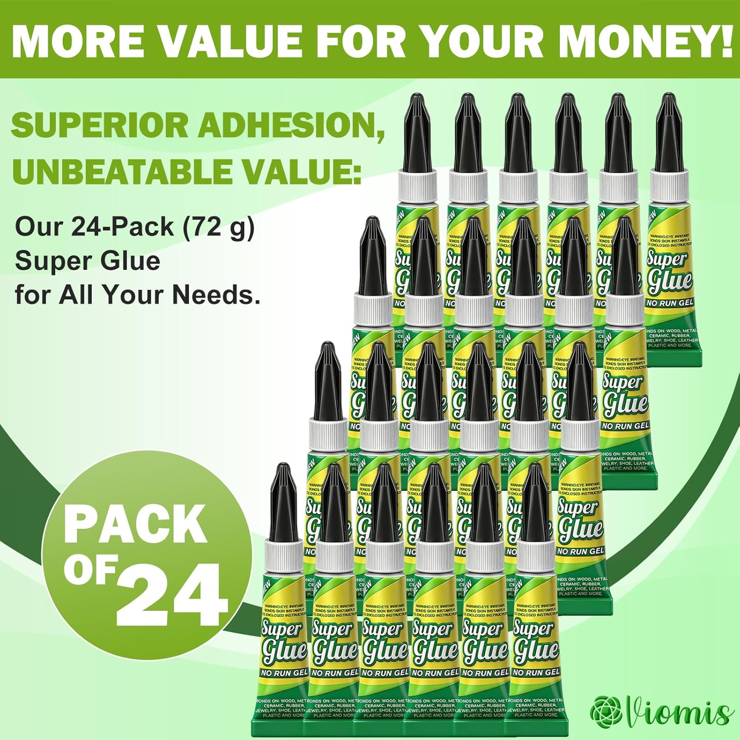 Thumbnail 2 de Viomis Super Glue Gel, Clear 3g (Pack of 24): All-Purpose Cyanoacrylate Adhesive