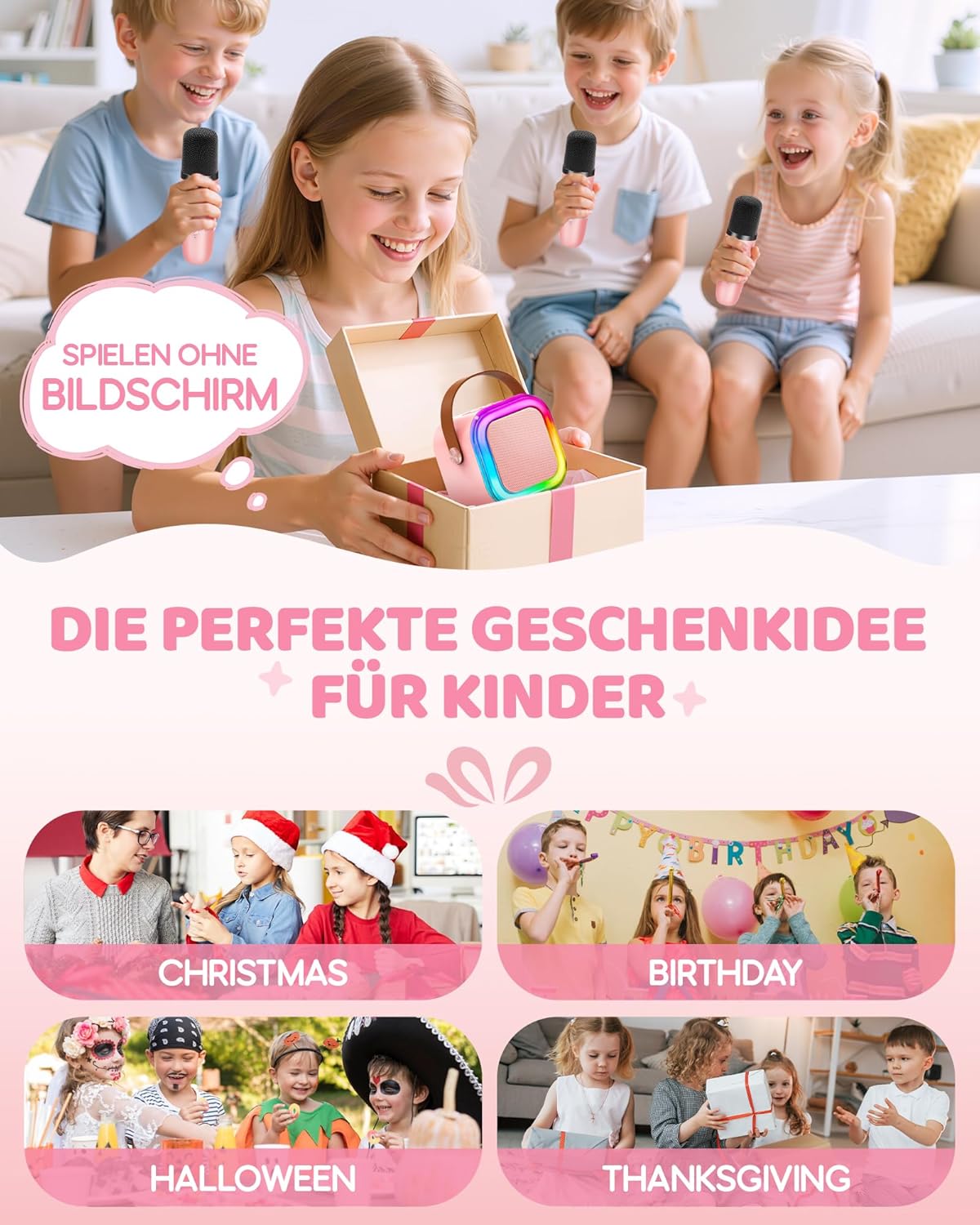 Thumbnail 4 de Karaoke Maschine Kinder mit 2 Mikrofonen đ€