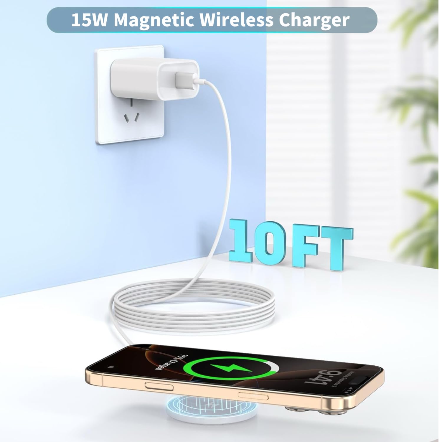 Thumbnail 1 de Long Magnetic Wireless iPhone Charger 10FT