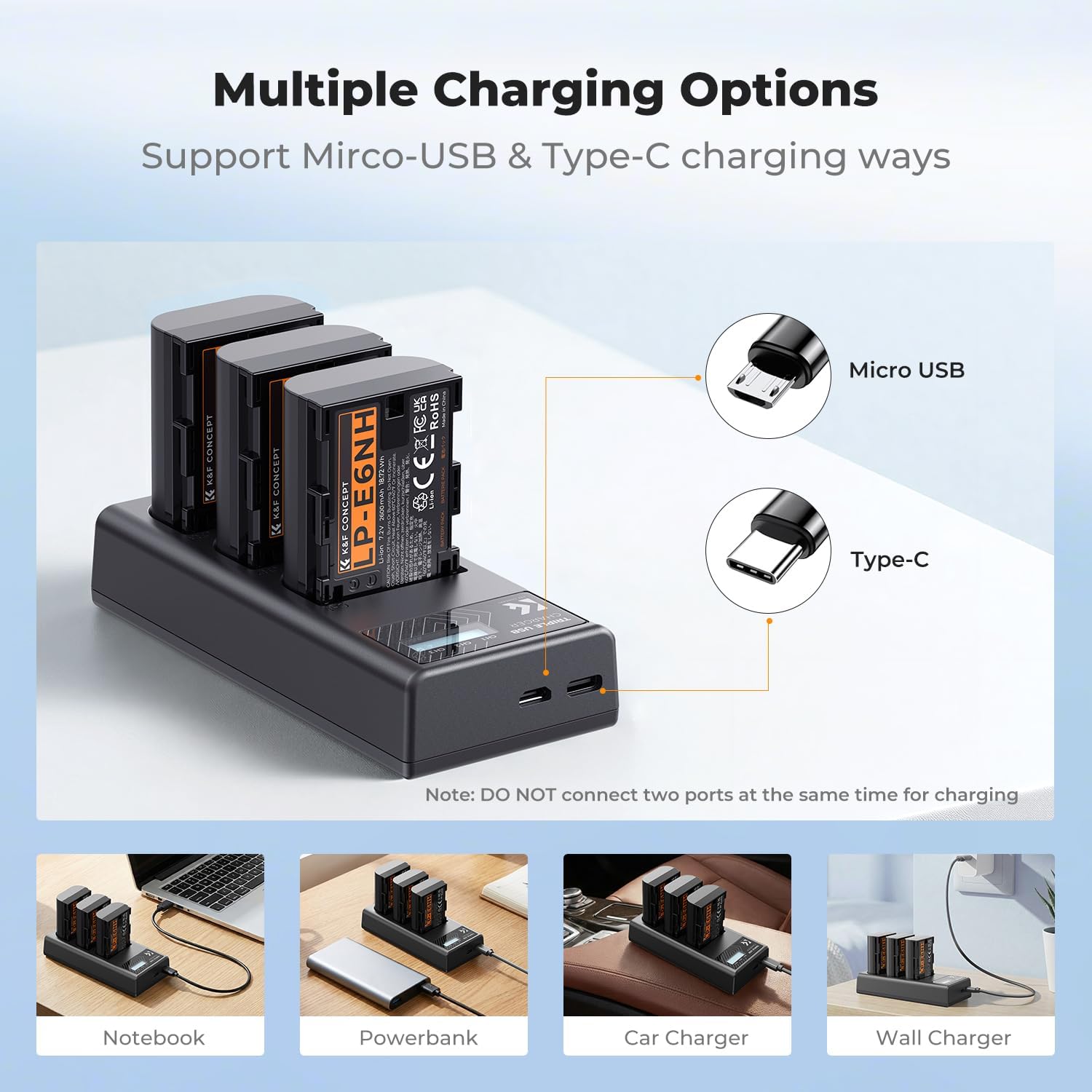 Thumbnail 3 de K&F CONCEPT 3-Pack LP-E6NH 2250mAh batteries