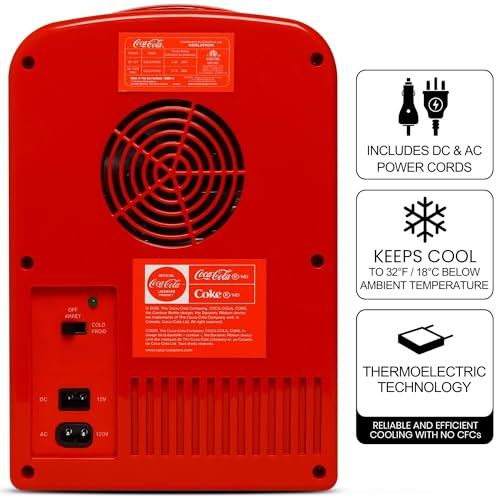 Thumbnail 2 de Coca Cola Classic Mini Fridge by Koolatron: Portable 6-Can Cooler for Bedroom, Office or Car