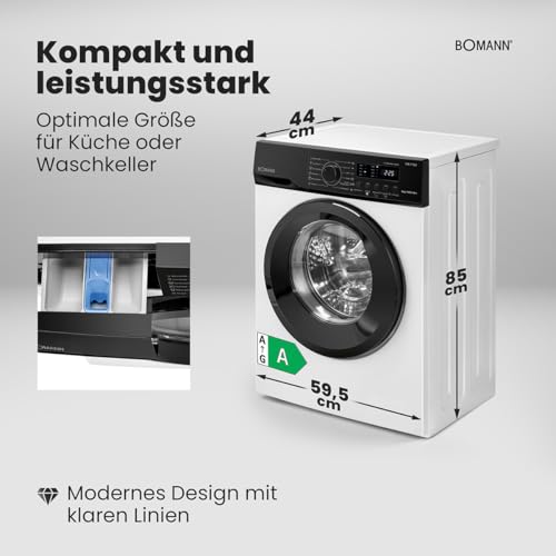 Detalle de Bomann WA 7162 Waschmaschine, 6 kg, Energieeffizienzklasse A und Invertermotor