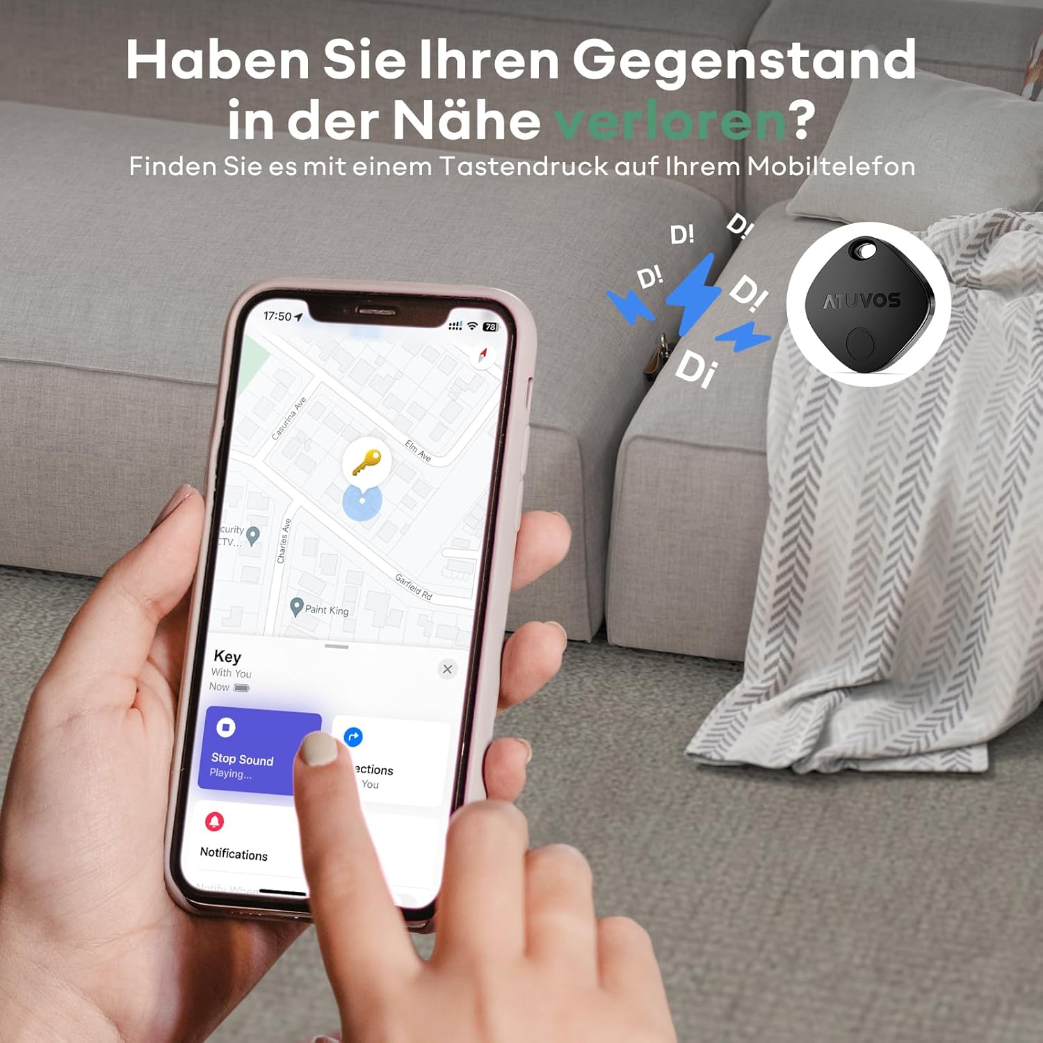 Detalle de ATUVOS Air Tag Schlüsselfinder 4er Pack